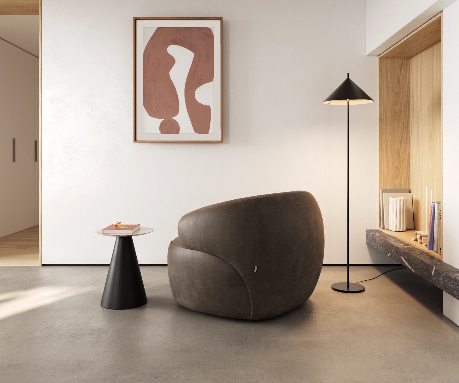 Loungestoel Nova 88x88 cm microvezel taupe vintage 4