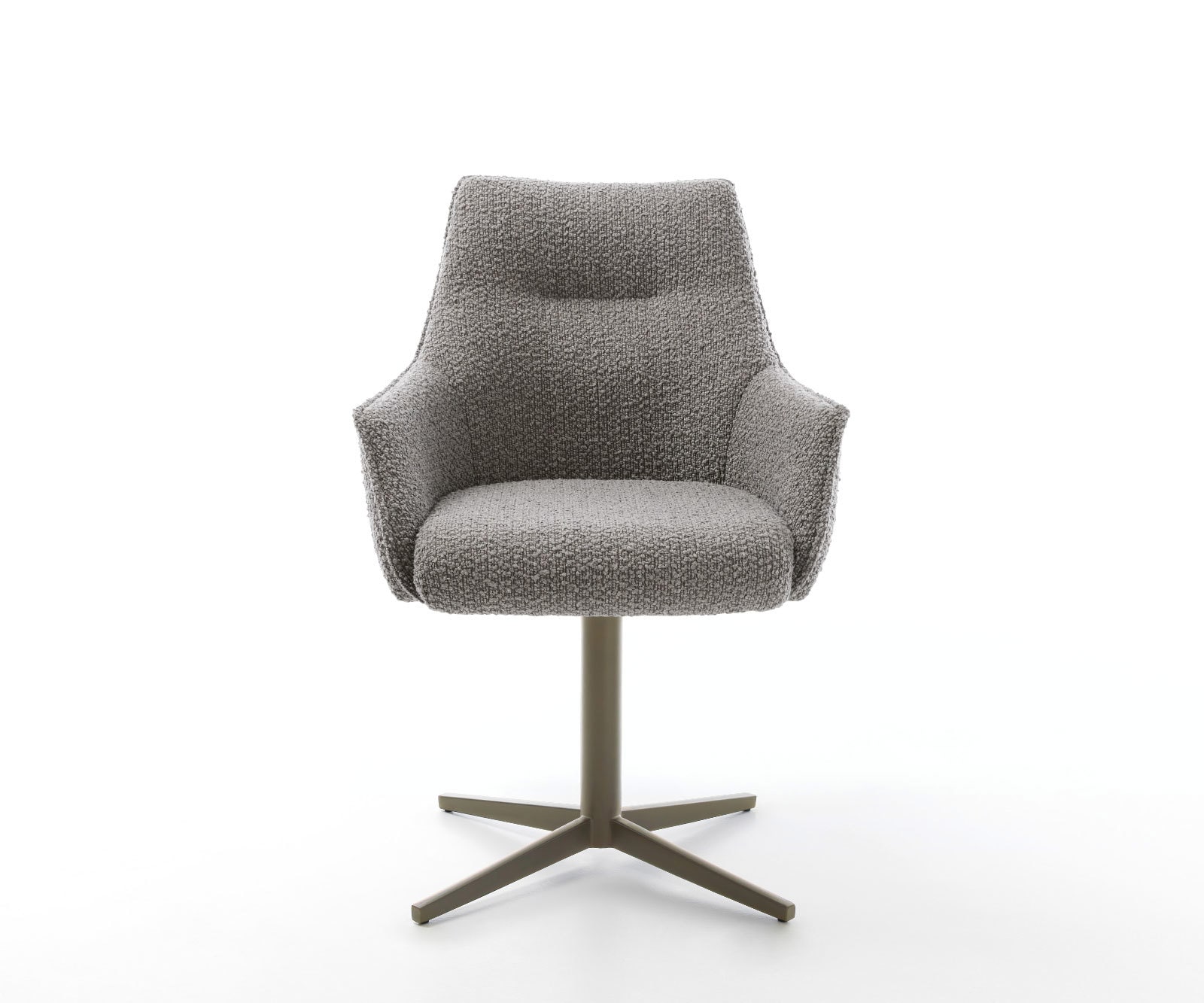 Draaistoel Alja-Flex met armleuning bouclé zilver grijs kruispoot afwerking met titanium 360° draaibaar pocketveer kern 1 Draaistoel Alja-Flex met armleuning bouclé zilver grijs kruispoot afwerking met titanium 360° draaibaar pocketveer kern 1