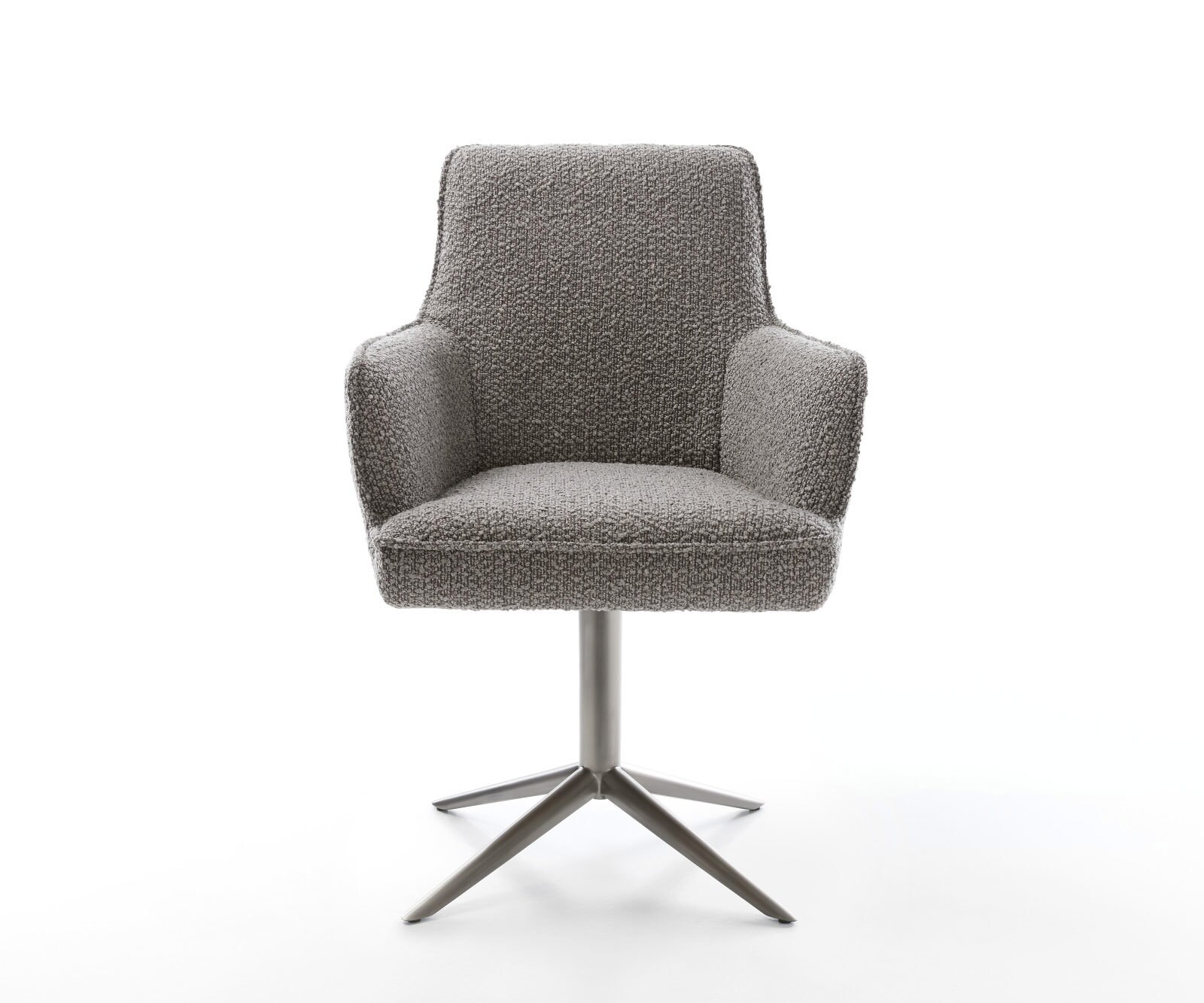Draaistoel Heira-Flex met armleuning bouclé zilver grijs kruispoot grafiet 360° draaibaar rocker-functie pocketveer kern 2