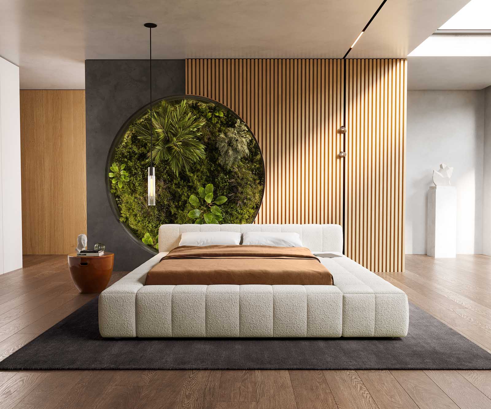 Gestoffeerd-bed Espazio 140x200 cm bouclé crème-wit met opbergruimte 1
