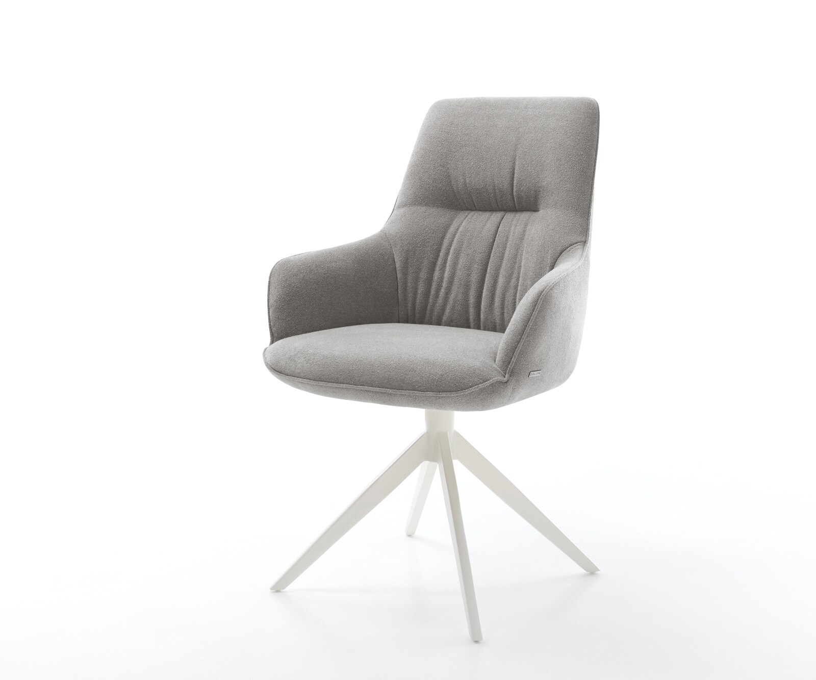 Draaistoel Zelia-Flex met armleuning zachte stof met structuur grijs kruisframe breed wit 360° draaibaar rocker-functie pocketveer kern