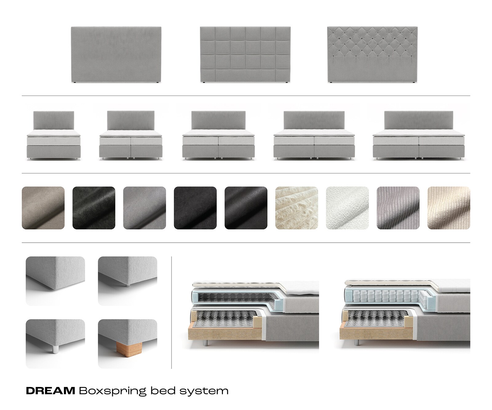 Boxspring-frame Dream-Great 180x200 microvezel zwart 6