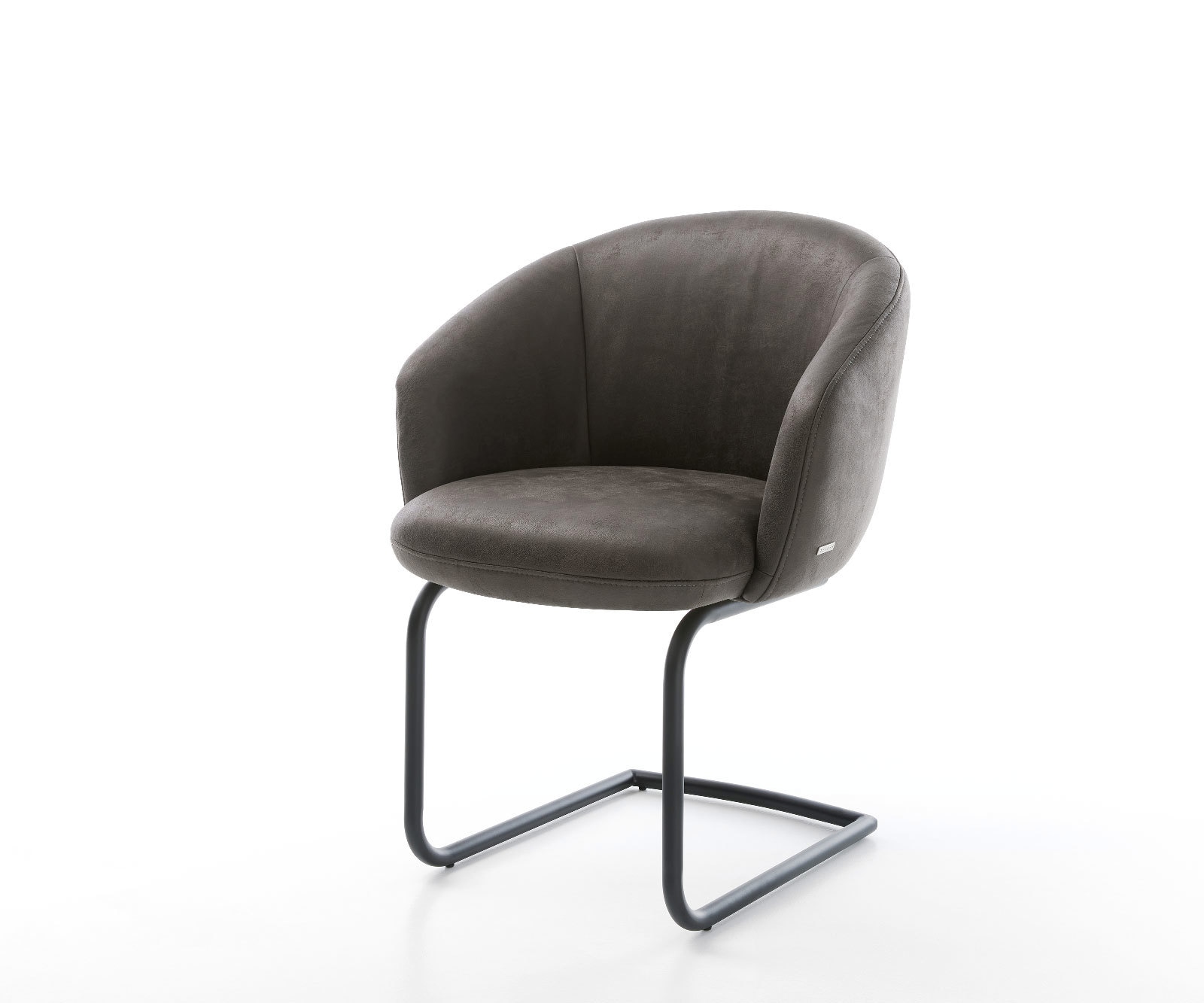 Sledemodel Caja-Flex met armleuning microvelours antraciet vintage sledemodel rond zwart pocketveer kern 1