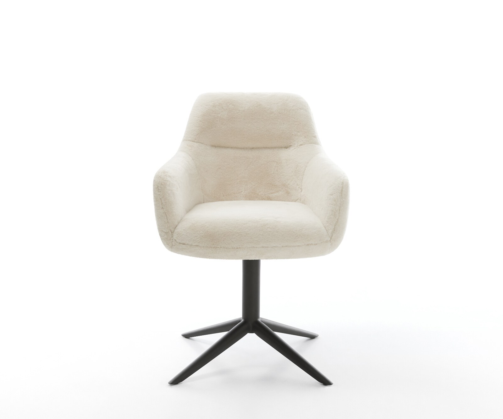 Draaistoel Pejo-Flex pluchen crème-wit kruispoot zwart 360° draaibaar rocker-functie pocketveer kern 2