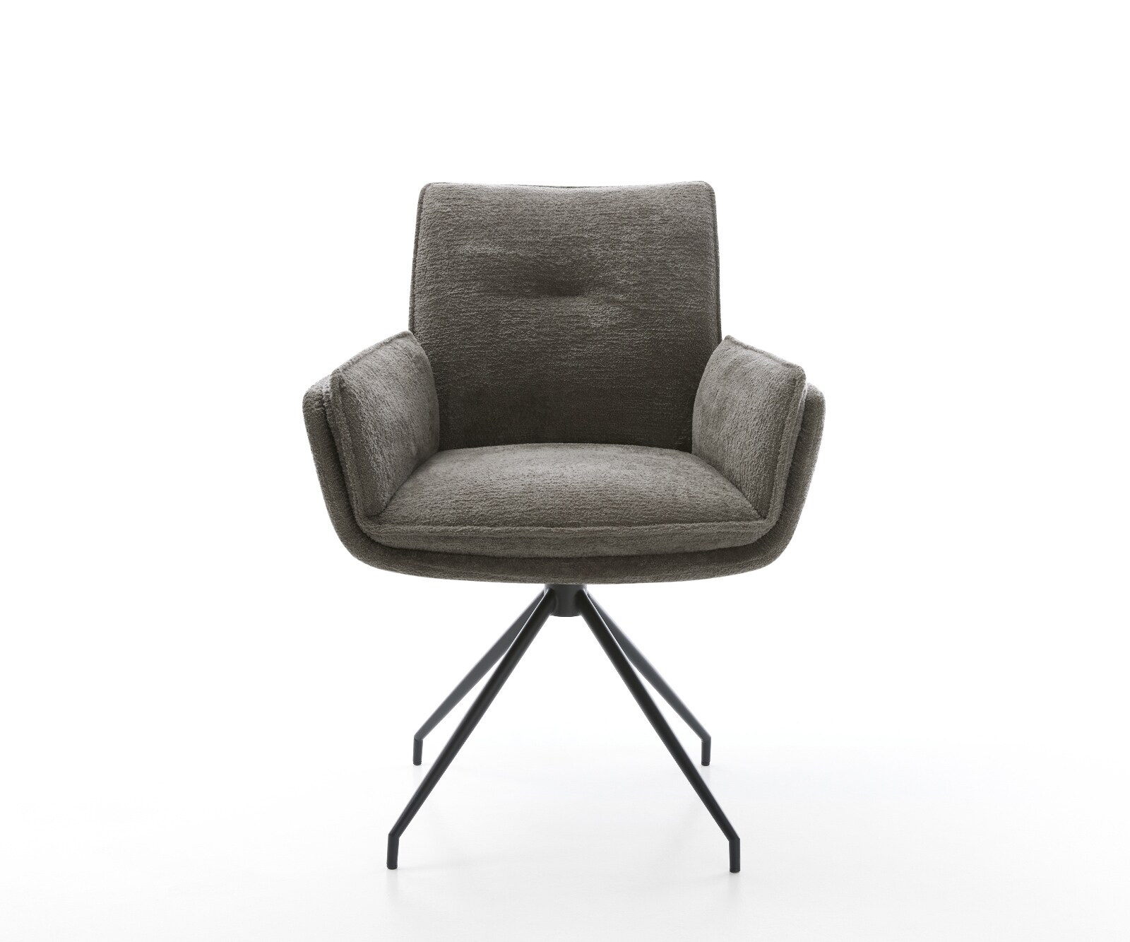 Eetkamerstoel Nela-Flex bouclé zacht mud kruisframe conisch zwart 1