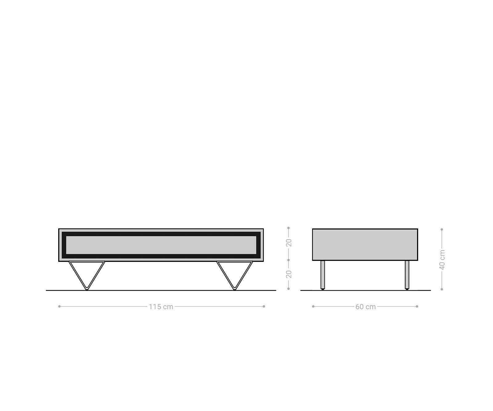 Salontafel Stonegrace 115x60 acacia natuur 2 laden steen fineer V-poot 6