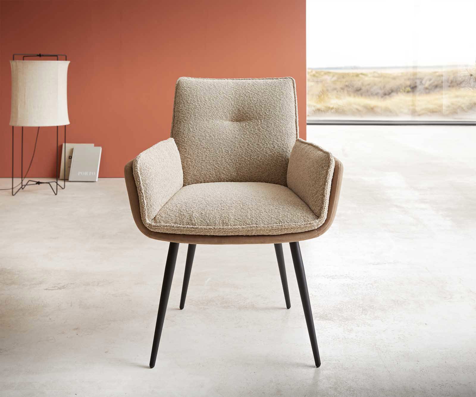 Eetkamerstoel Nela-Flex materiaalmix mud 4-poot conisch zwart 1 Eetkamerstoel Nela-Flex materiaalmix mud 4-poot conisch zwart 1