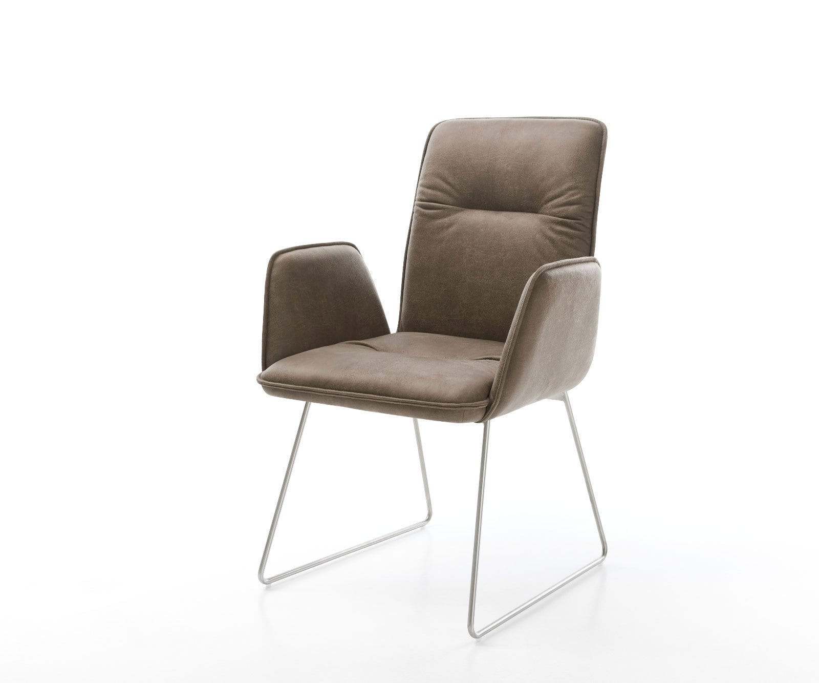 Eetkamerstoel Vinja-Flex microvelours taupe vintage slipframe roestvrij staal