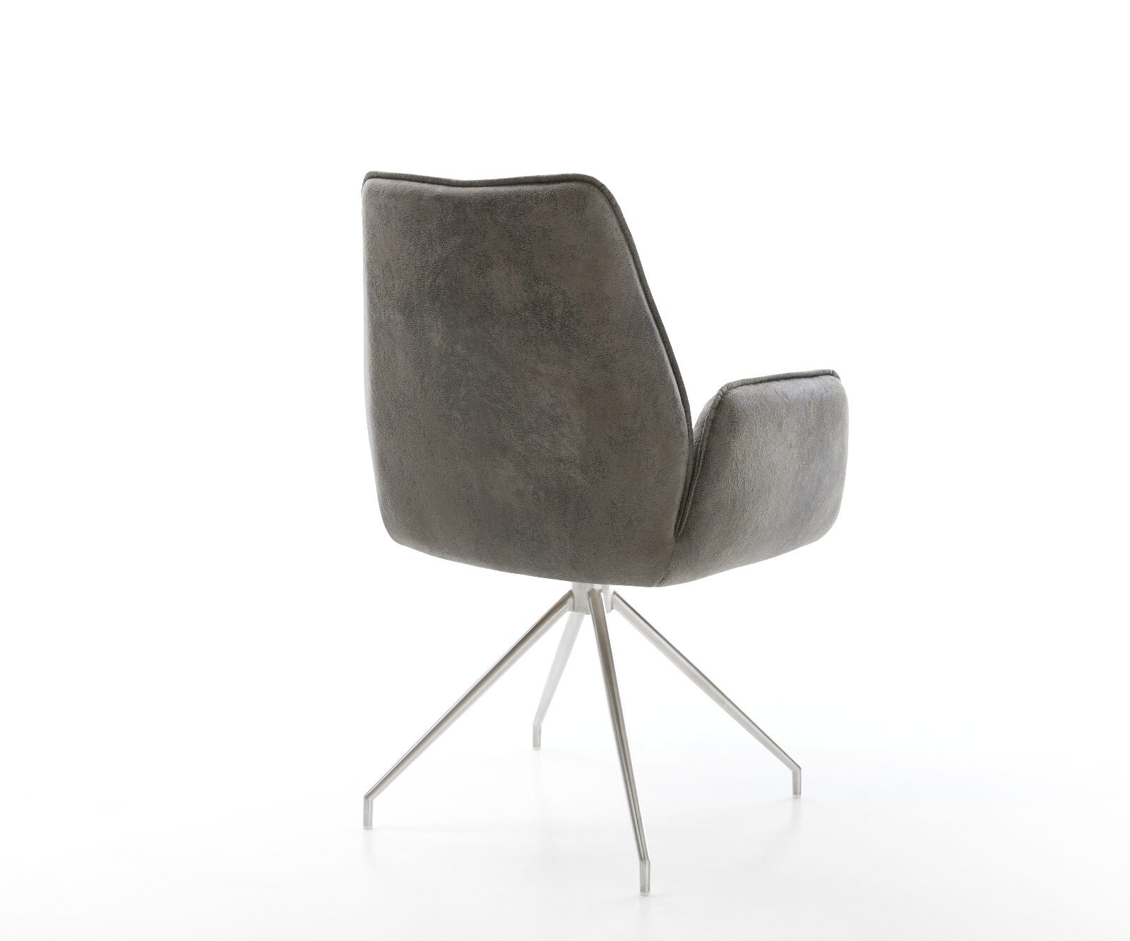 Eetkamerstoel Zoa-Flex microvelours grijs antiek kruisframe conisch roestvrij staal pocketveer kern 4 Eetkamerstoel Zoa-Flex microvelours grijs antiek kruisframe conisch roestvrij staal pocketveer kern 4