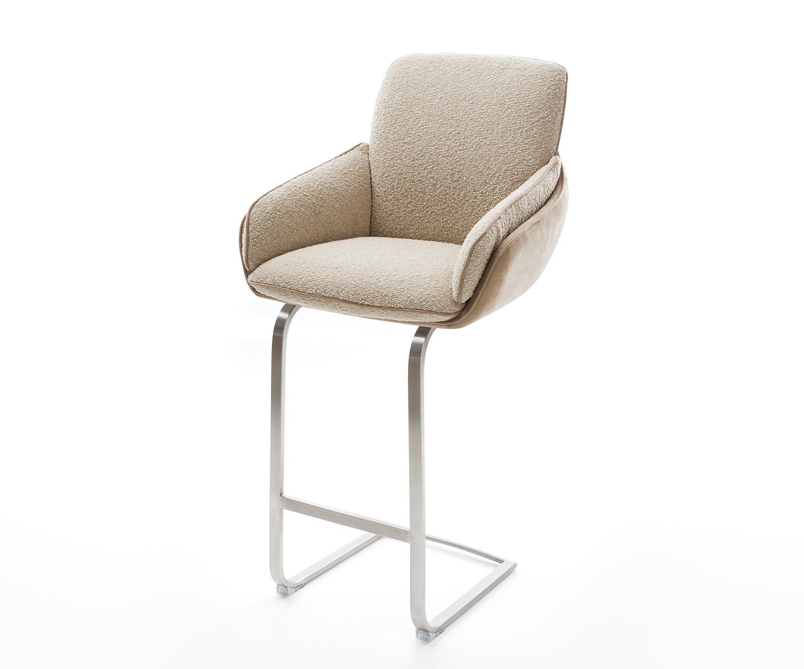 Barkruk Luan-Flex vrijstaand frame vlak RVS Materiaalmix mud pocketvering 1