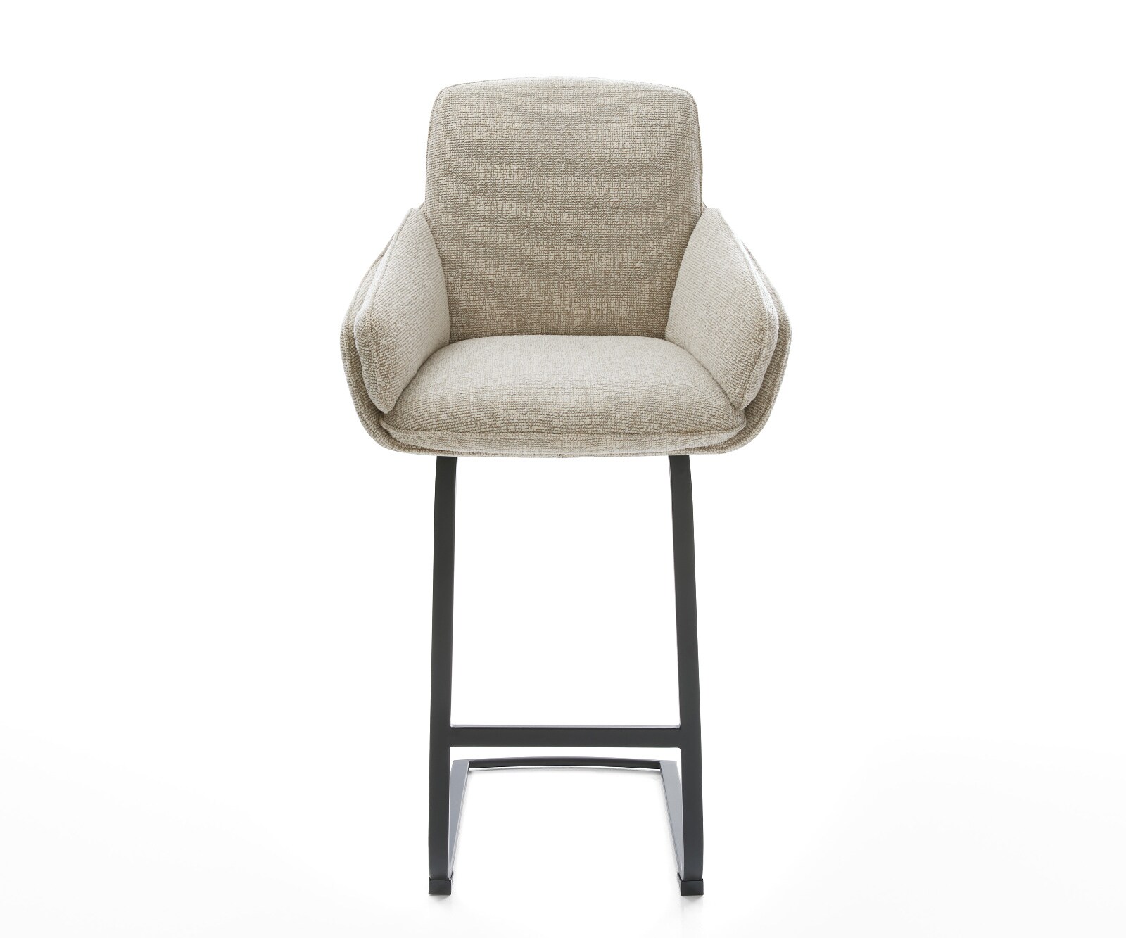 Barstoel Luan-Flex Zachte Geweven stof Beige Vrijkantelframe plat metaal Zwart 2