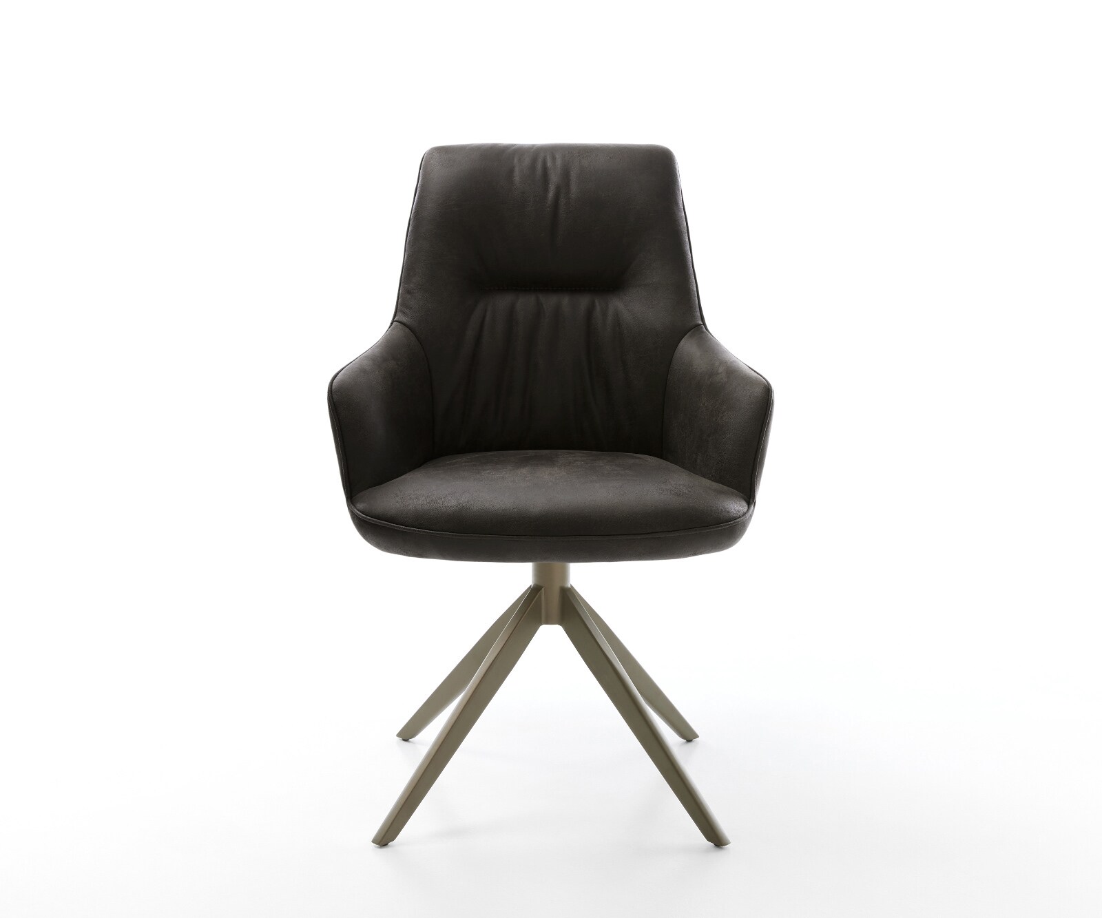 Draaistoel Zelia-Flex met armleuning microvelours antraciet vintage kruisframe breed afwerking met titanium 360° draaibaar rocker-functie pocketveer kern 1