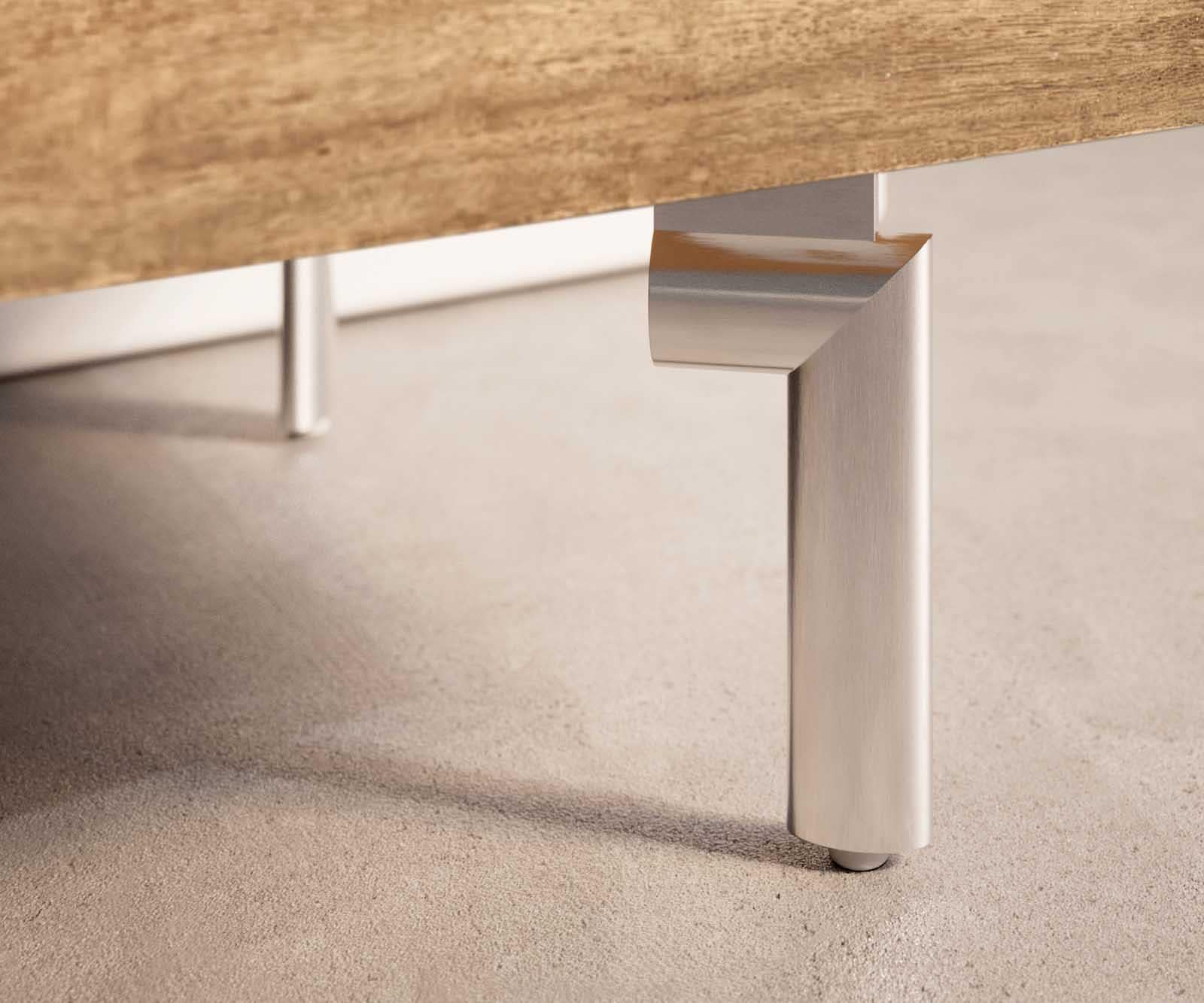 Lowboard Wyatt 175 cm sheesham naturel 2 deuren 1 klep basis ovaal roestvrij staal 2 Lowboard Wyatt 175 cm sheesham naturel 2 deuren 1 klep basis ovaal roestvrij staal 2