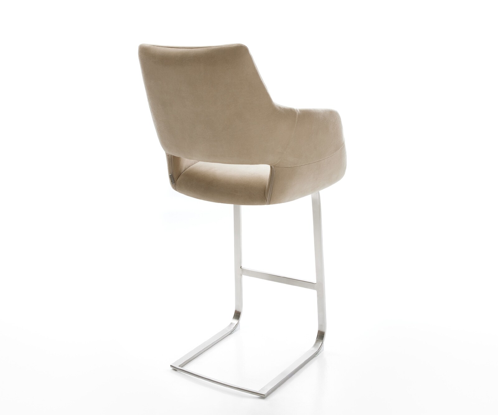 Barstoel Yago-Flex Microvezel Beige Vintage Vrijkantelframe plat roestvrij staal Zilver Pocketvering 5