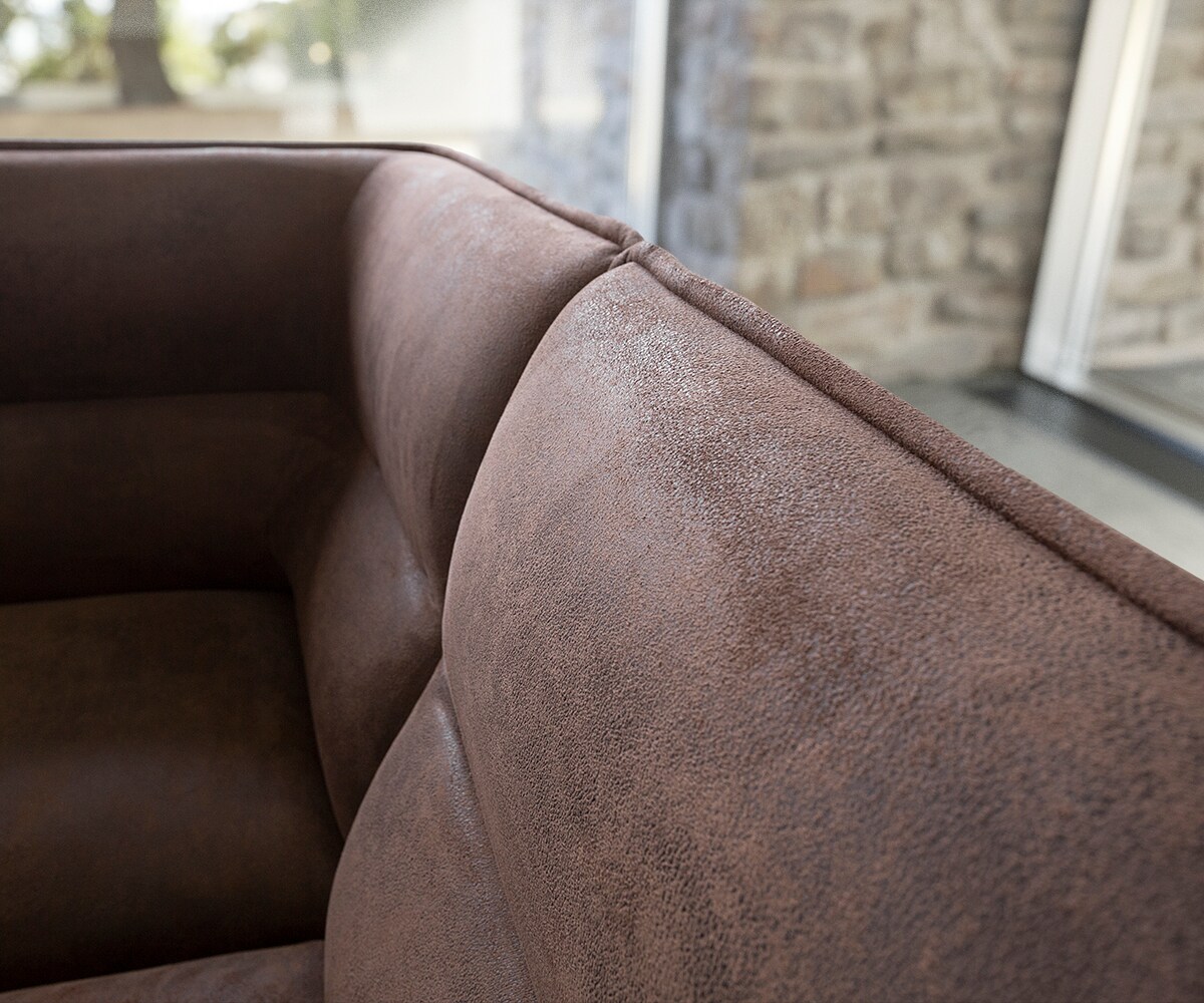 Hoekbank Salvo 200x160 cm bruin vintage roestvrij staal bankframe variabel 6