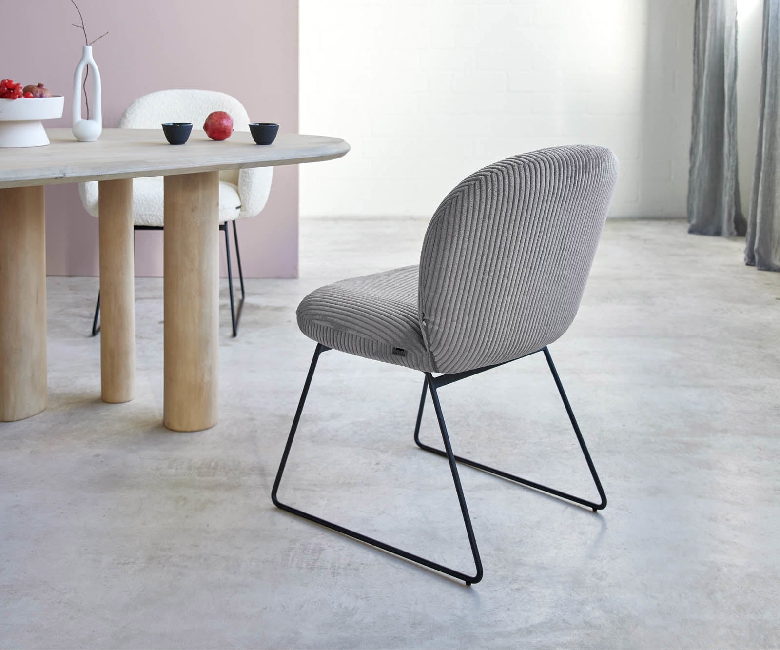 Eetkamerstoel Nube-Flex koord zilver grijs slipframe zwart pocketveer kern 4 Eetkamerstoel Nube-Flex koord zilver grijs slipframe zwart pocketveer kern 4