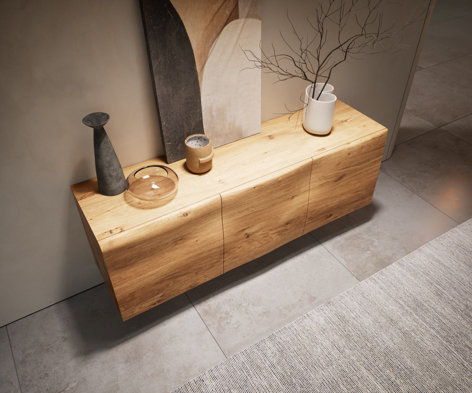 Dressoir New Live-Edge 145 cm eiken natuur 3 deuren glasonderstel 1