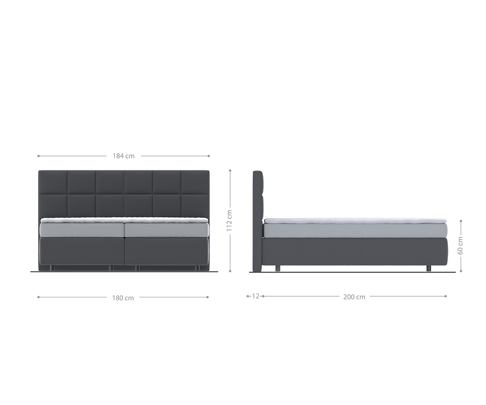 Boxspringbed Dream-Fine 180x200 cm Microvezel Antraciet Vintage met TFK Matras en Visco Topper 4