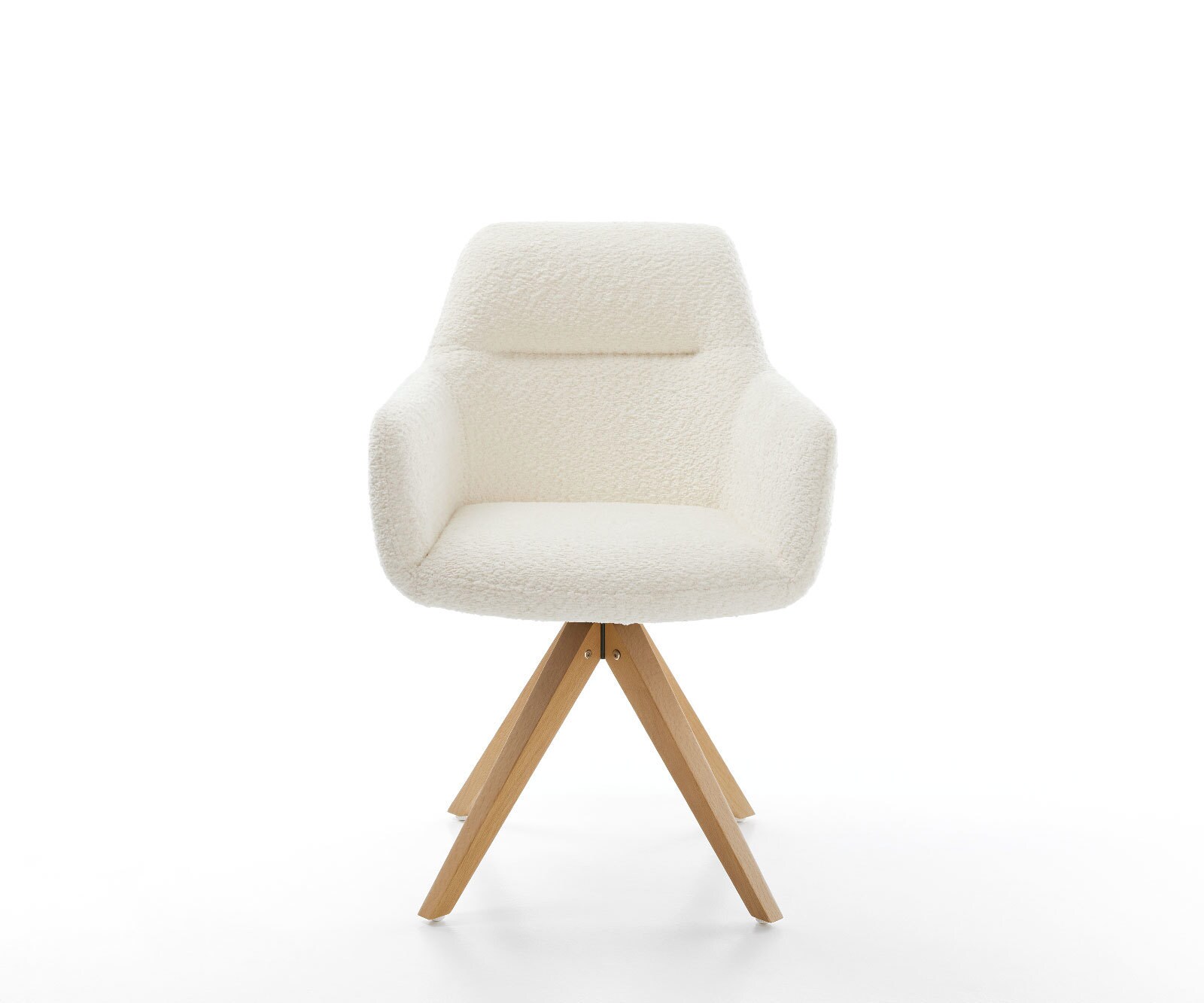 Eetkamerstoel Pejo-Flex bouclé wit houten frame hoekig natuur pocketveer kern 1