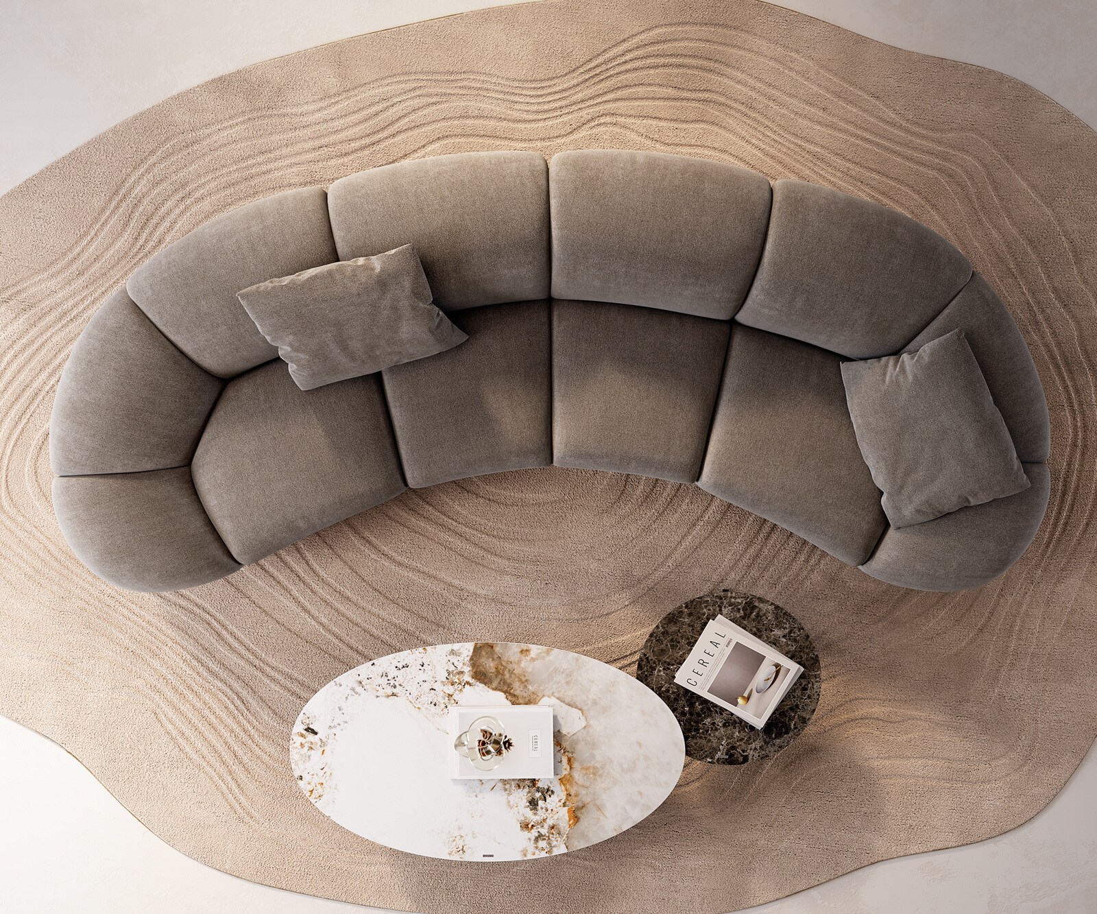Big-sofa Lunna 360x175 cm platbinding bruin 2 kussens 8