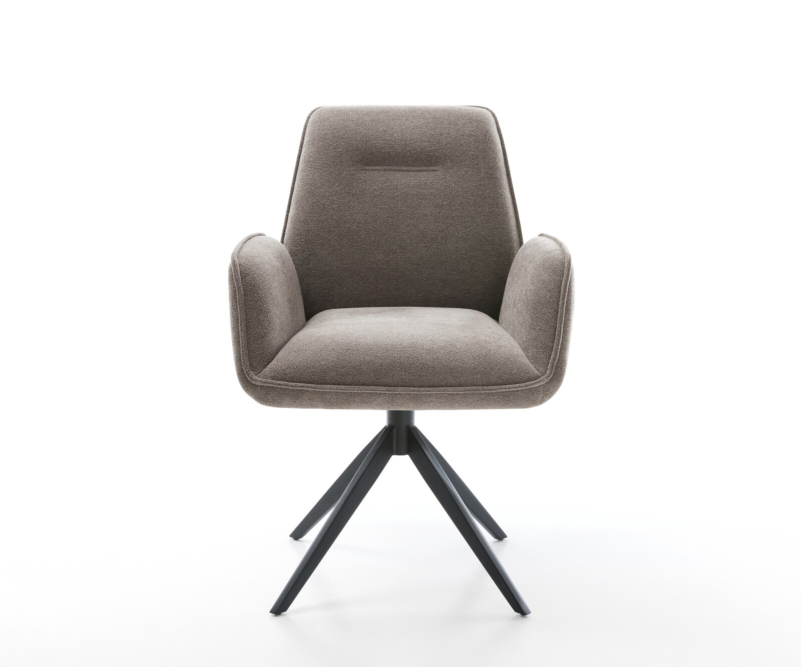 Draaistoel Zoa-Flex zachte stof met structuur taupe kruisframe breed zwart 360° draaibaar rocker-functie pocketveer kern 1