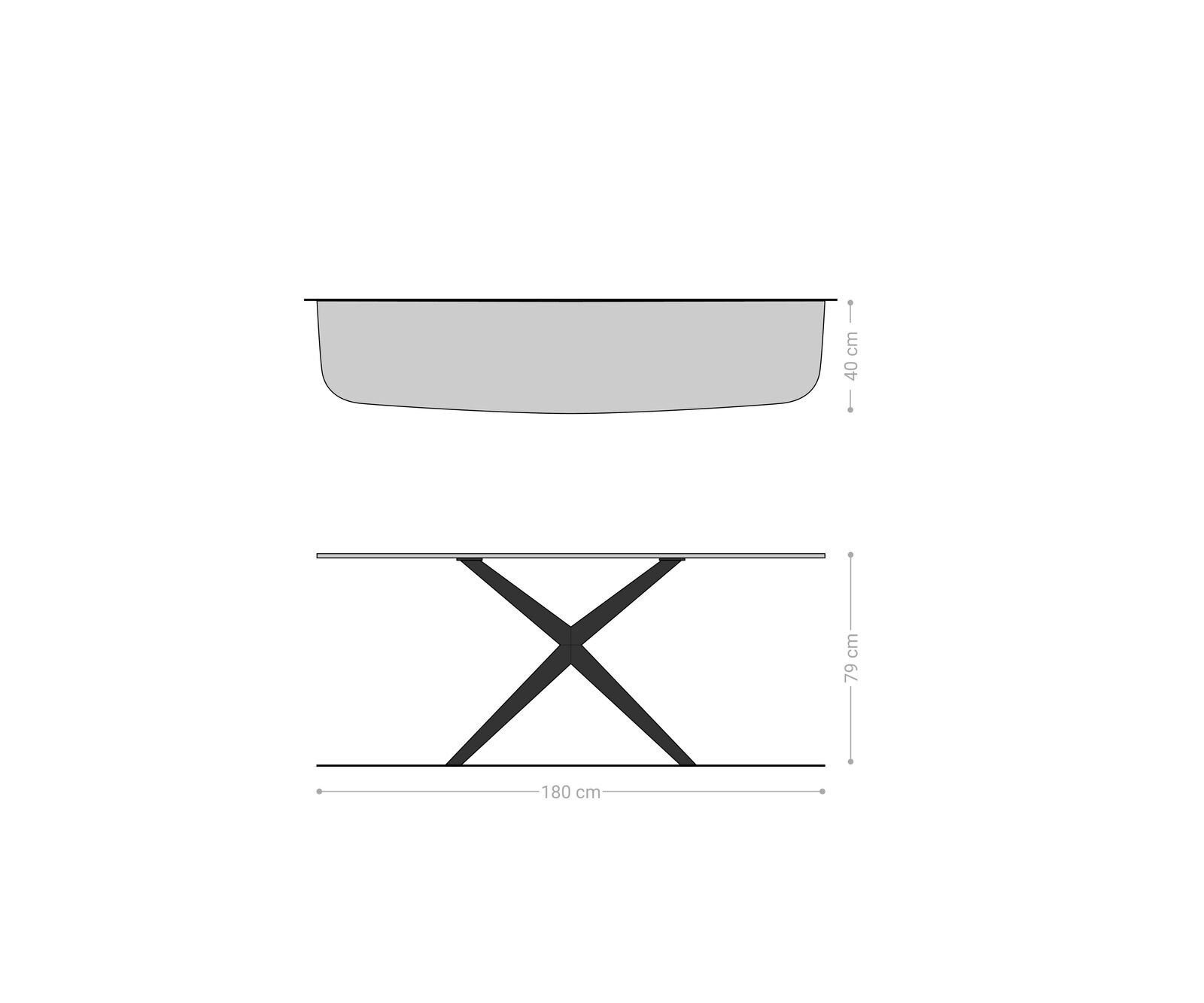 Consoletafel Edge Bootvorm 180x40 cm Keramiek Laminam® Travertino Bianco Creme-Weiß Estelo Metaal Effektfinish Titan 8