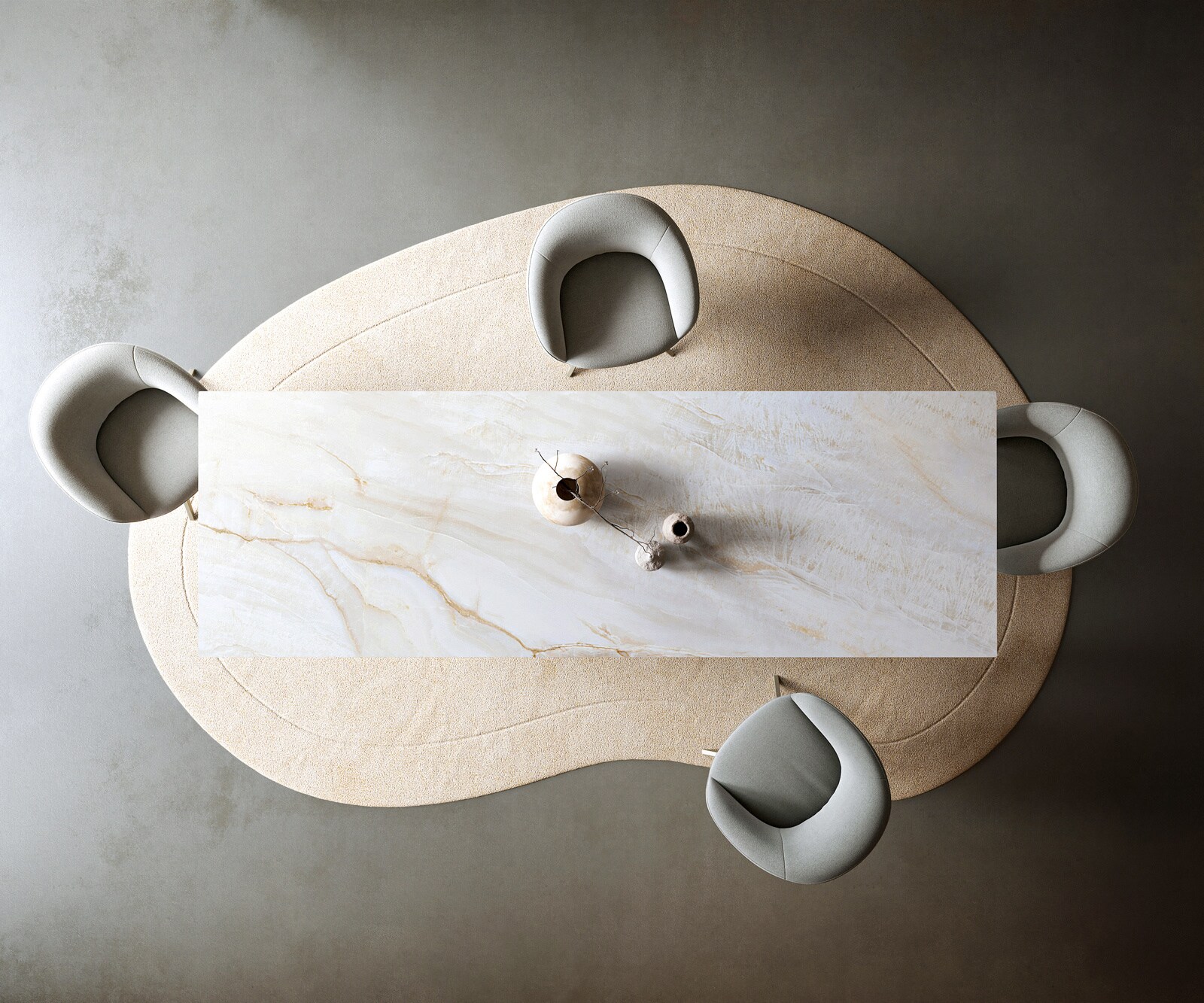 Eettafel Edge 300x100 cm keramiek Onyx Pearl Estelar rond metaal effectfinish titan 5