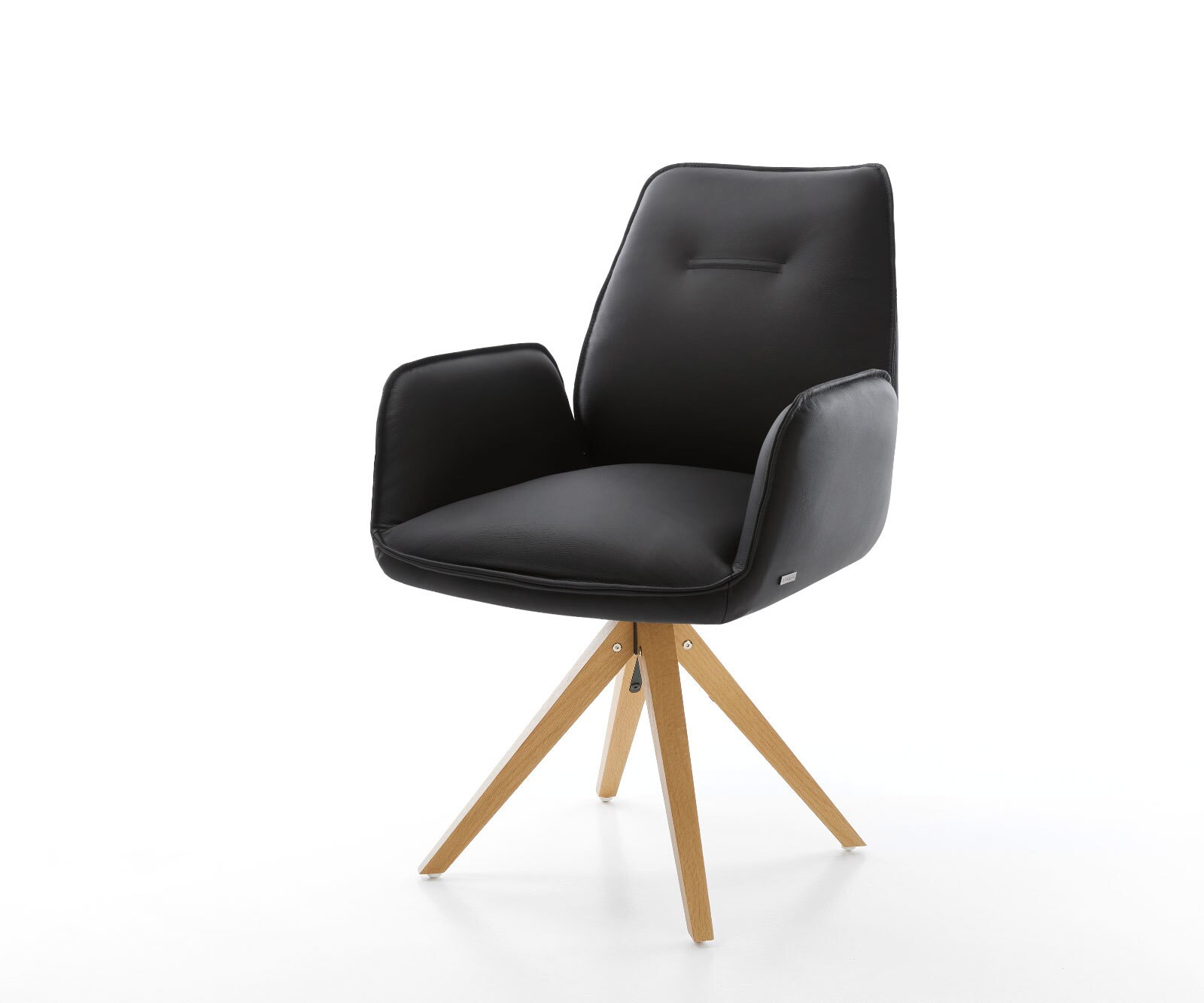 Eetkamerstoel Zoa-Flex echt leer zwart houten frame hoekig natuur pocketveer kern