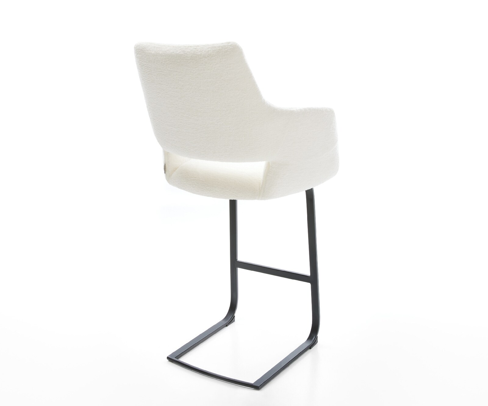 Barstoel Yago-Flex Bouclé zacht Beige Vrijkantelframe plat metaal Zwart Pocketvering 5