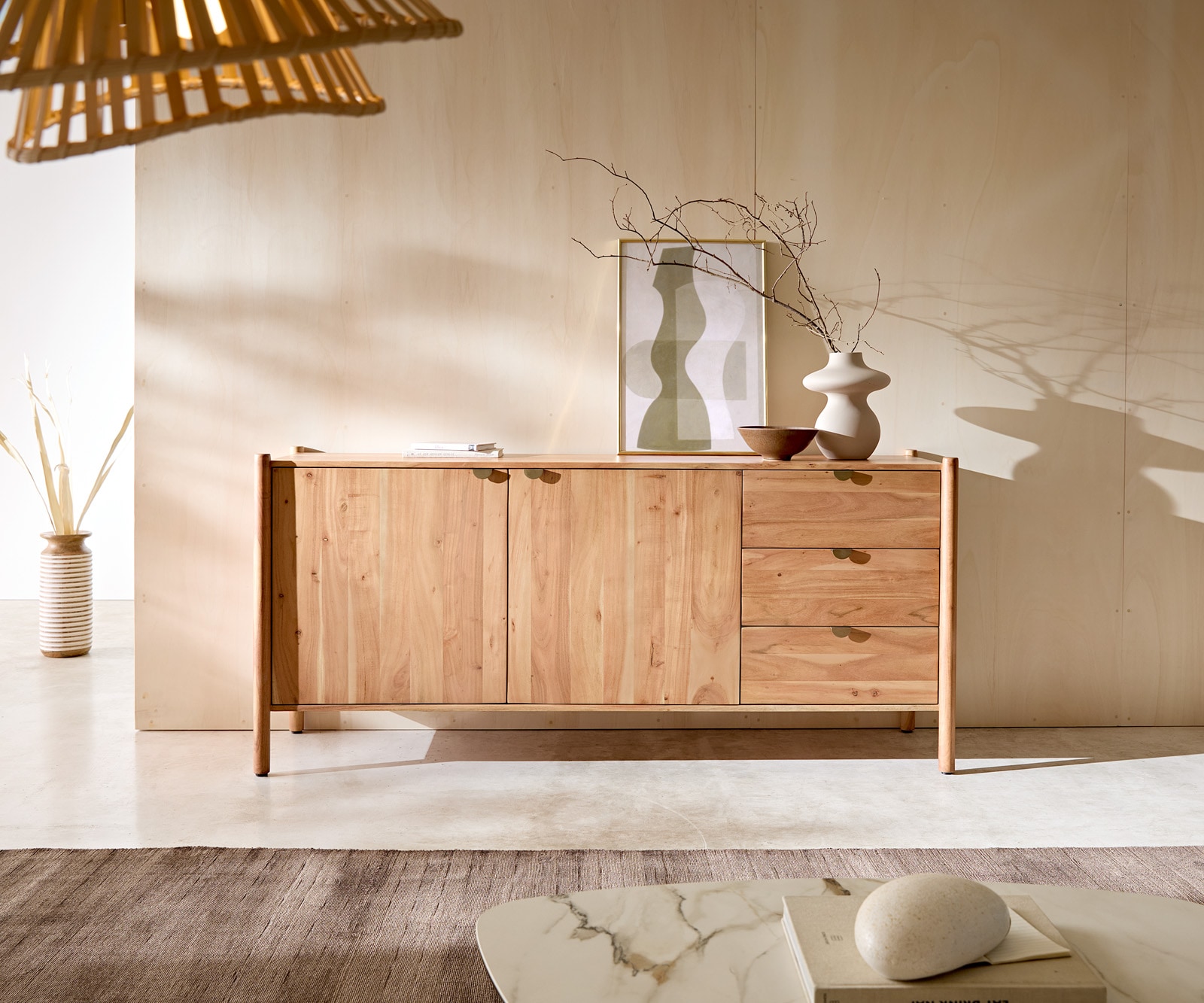 Dressoir Caius 175 cm acacia aura 2 deuren 3 laden 1 Dressoir Caius 175 cm acacia aura 2 deuren 3 laden 1