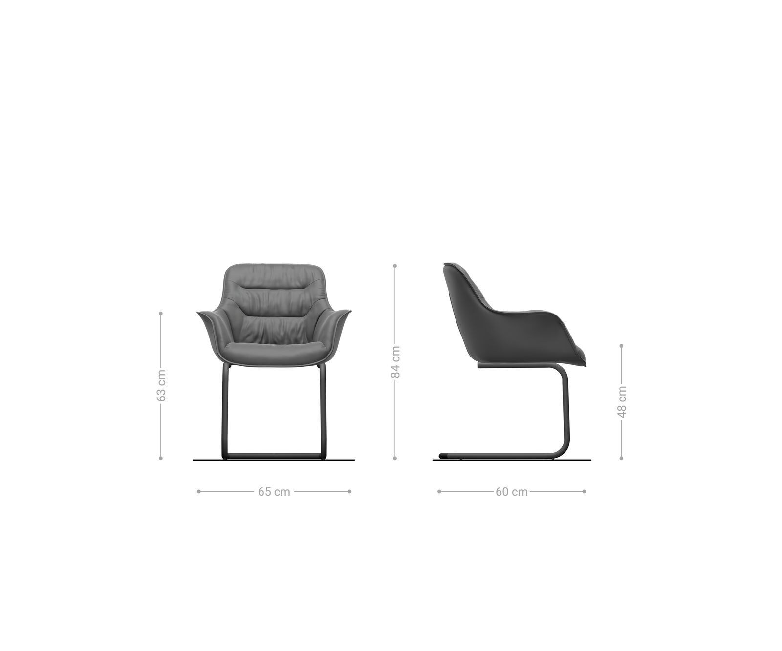 Sledemodel Kaira-Flex microvelours antraciet vintage sledemodel rond roestvrij staal 5