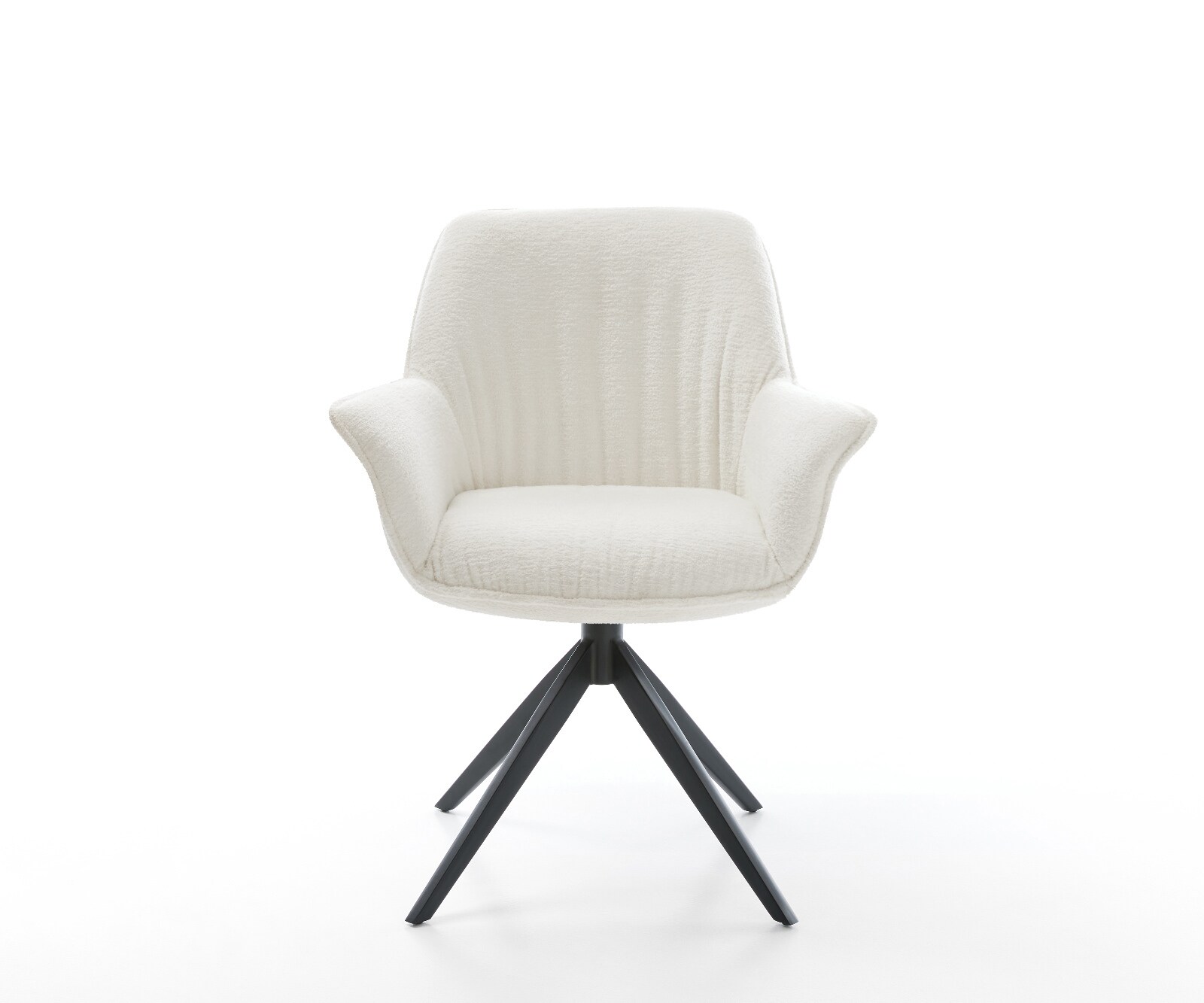 Draaistoel Keila-Flex met armleuning bouclé zacht beige kruisframe breed zwart 360° draaibaar rocker-functie 2