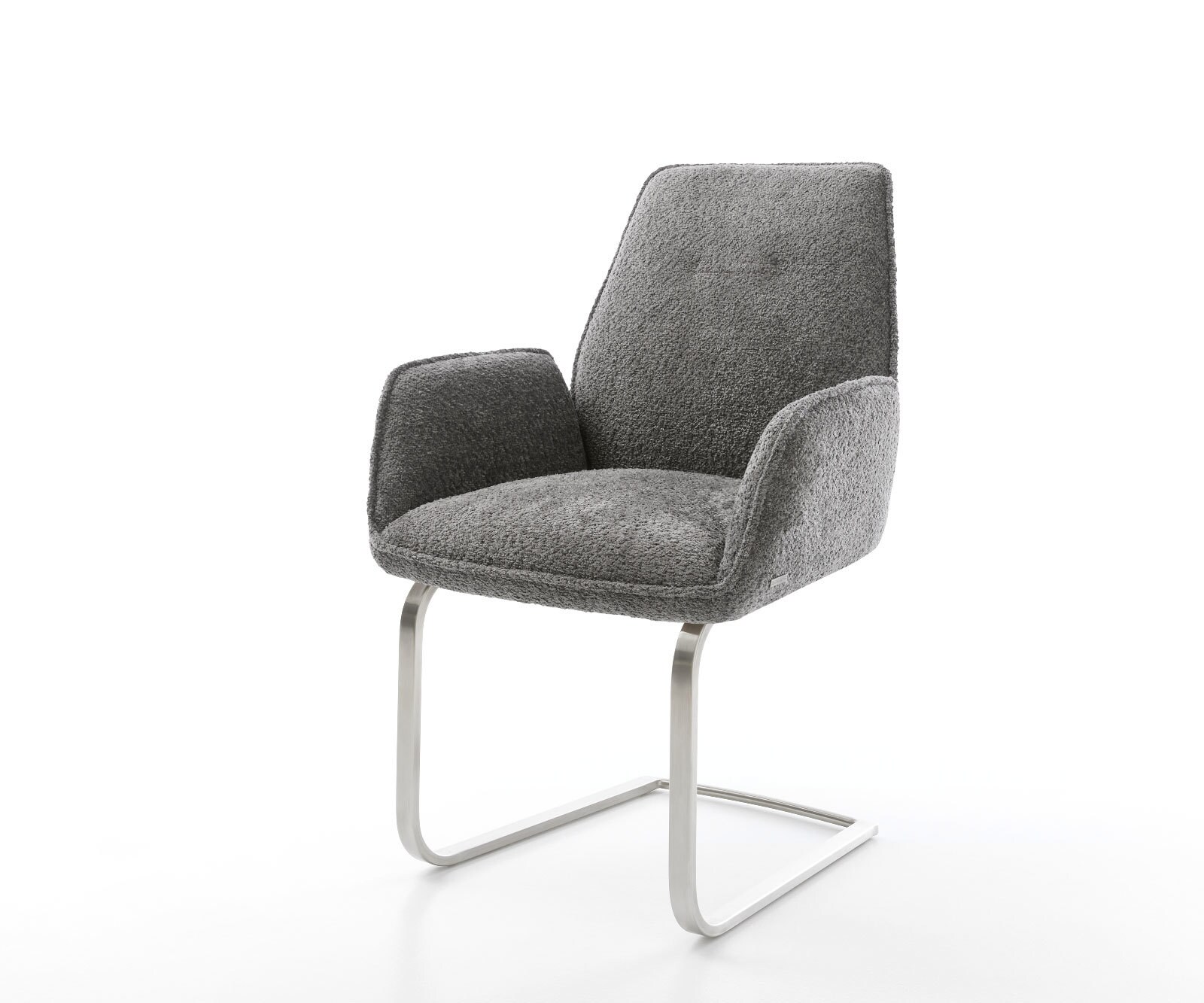 Sledemodel Zoa-Flex bouclé grijs sledemodel vlak roestvrij staal pocketveer kern