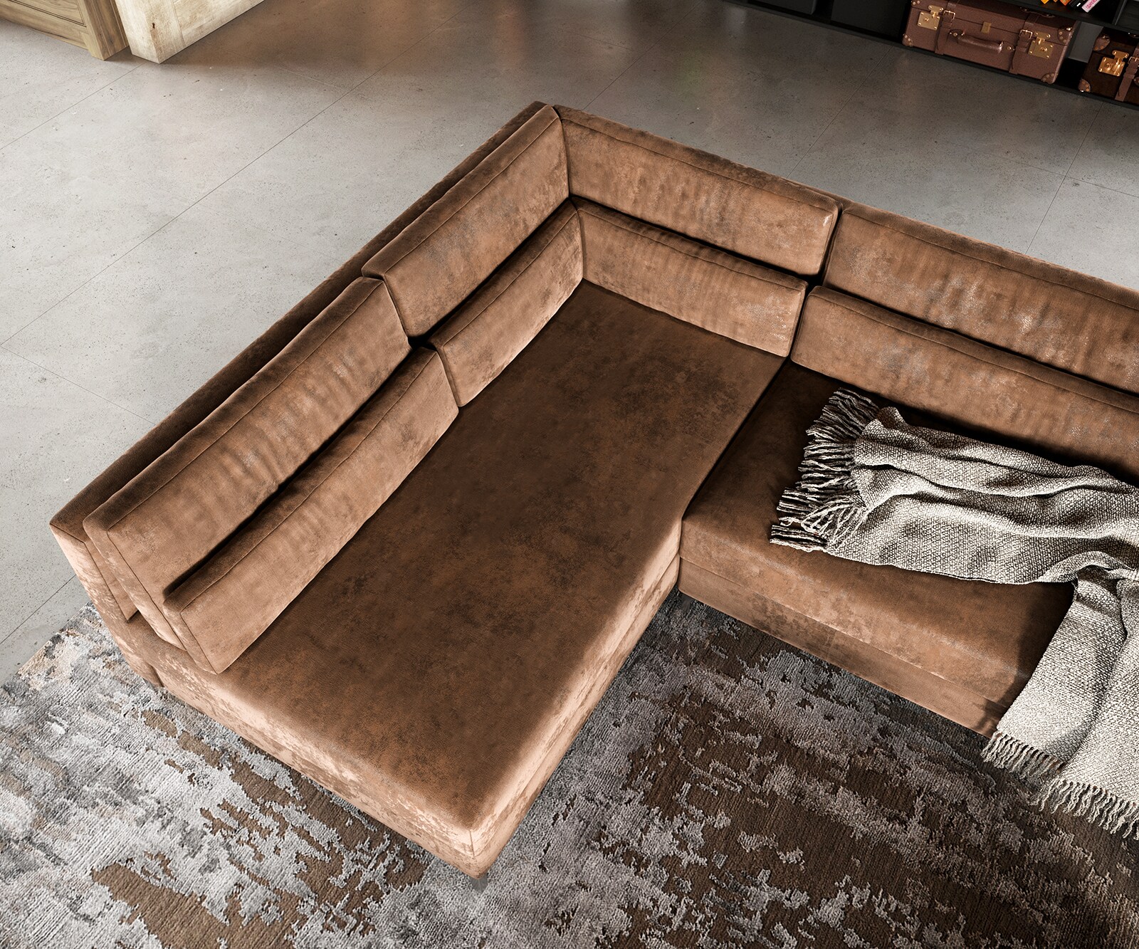 Woonlandschap Elio XL 400x185 cm vinkunstleer tage bruin antiek 4