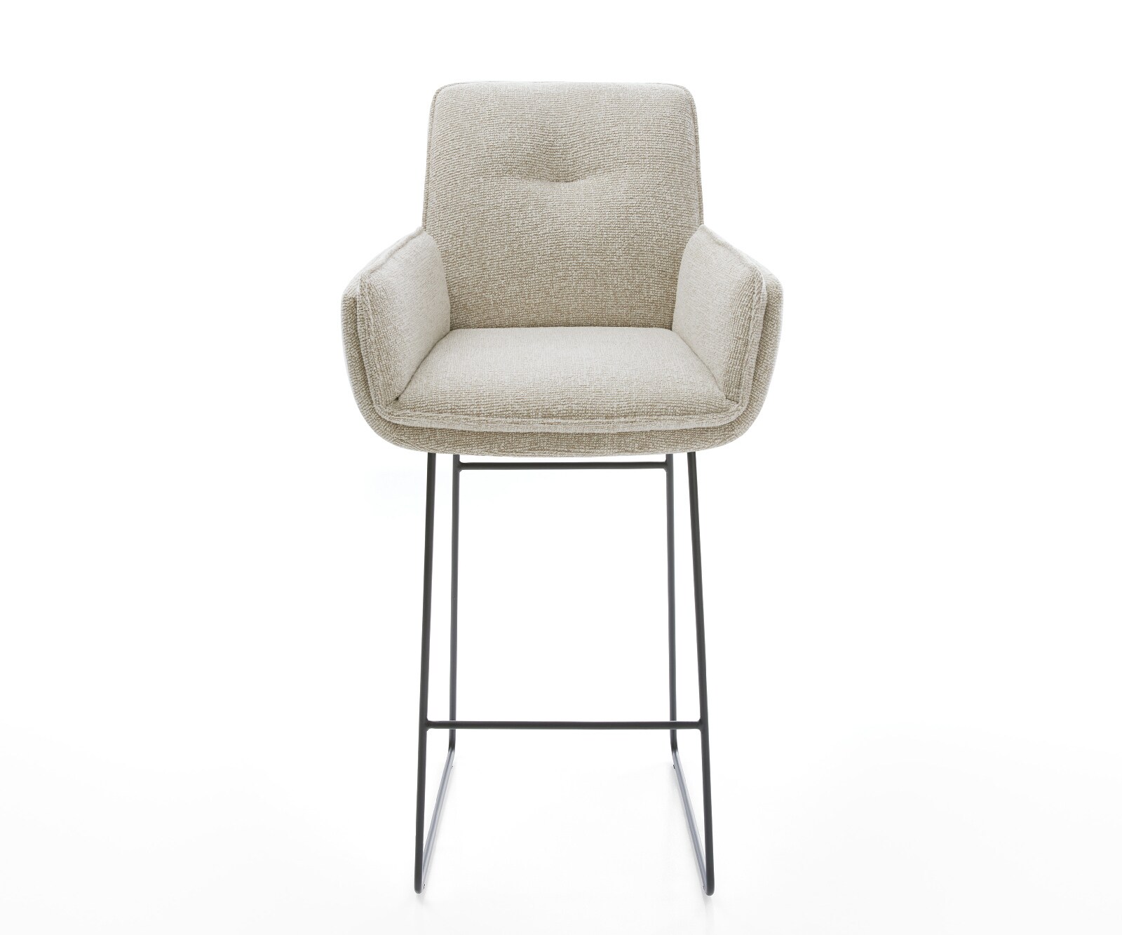 Barstoel Nela-Flex Zachte Geweven stof Beige Sledeonderstel metaal zwart Zwart 2