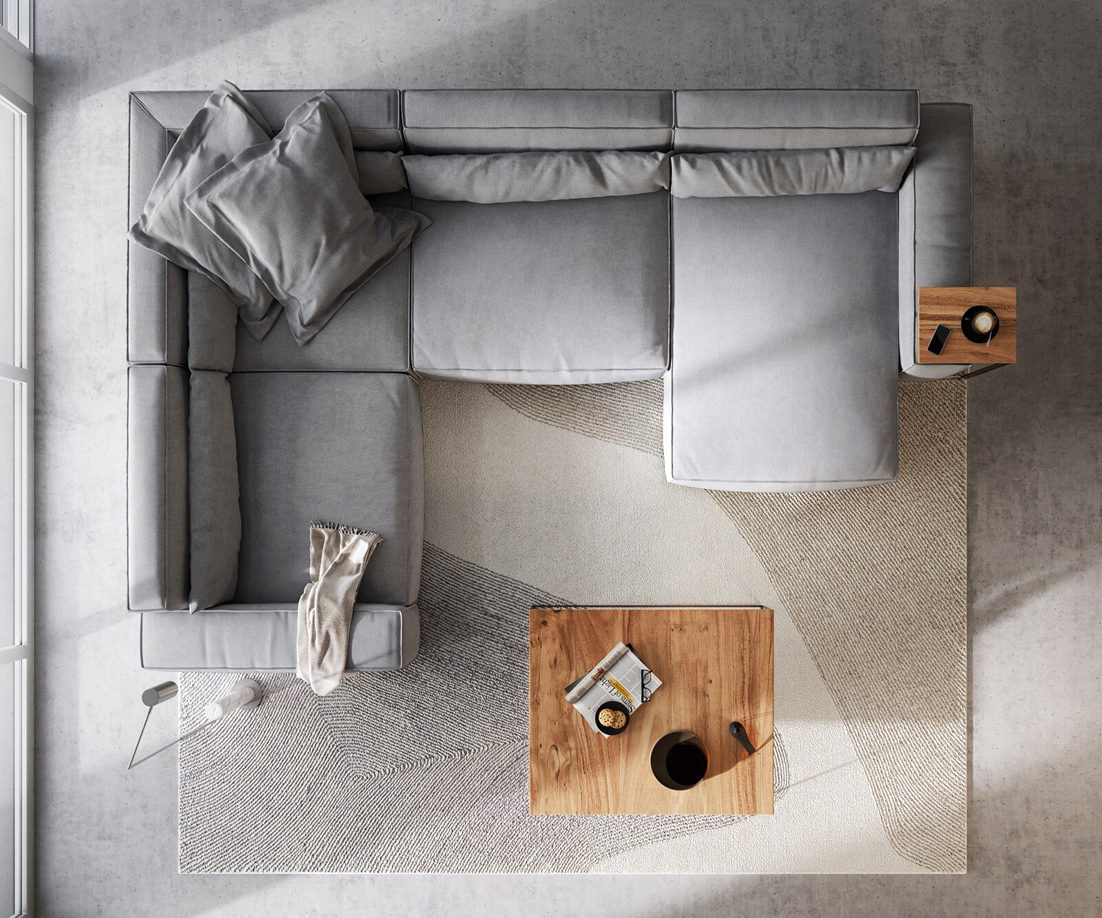 Woonkamerlandschap Sirpio XL 360x260 cm microvezel grijs recamiere variabele 6