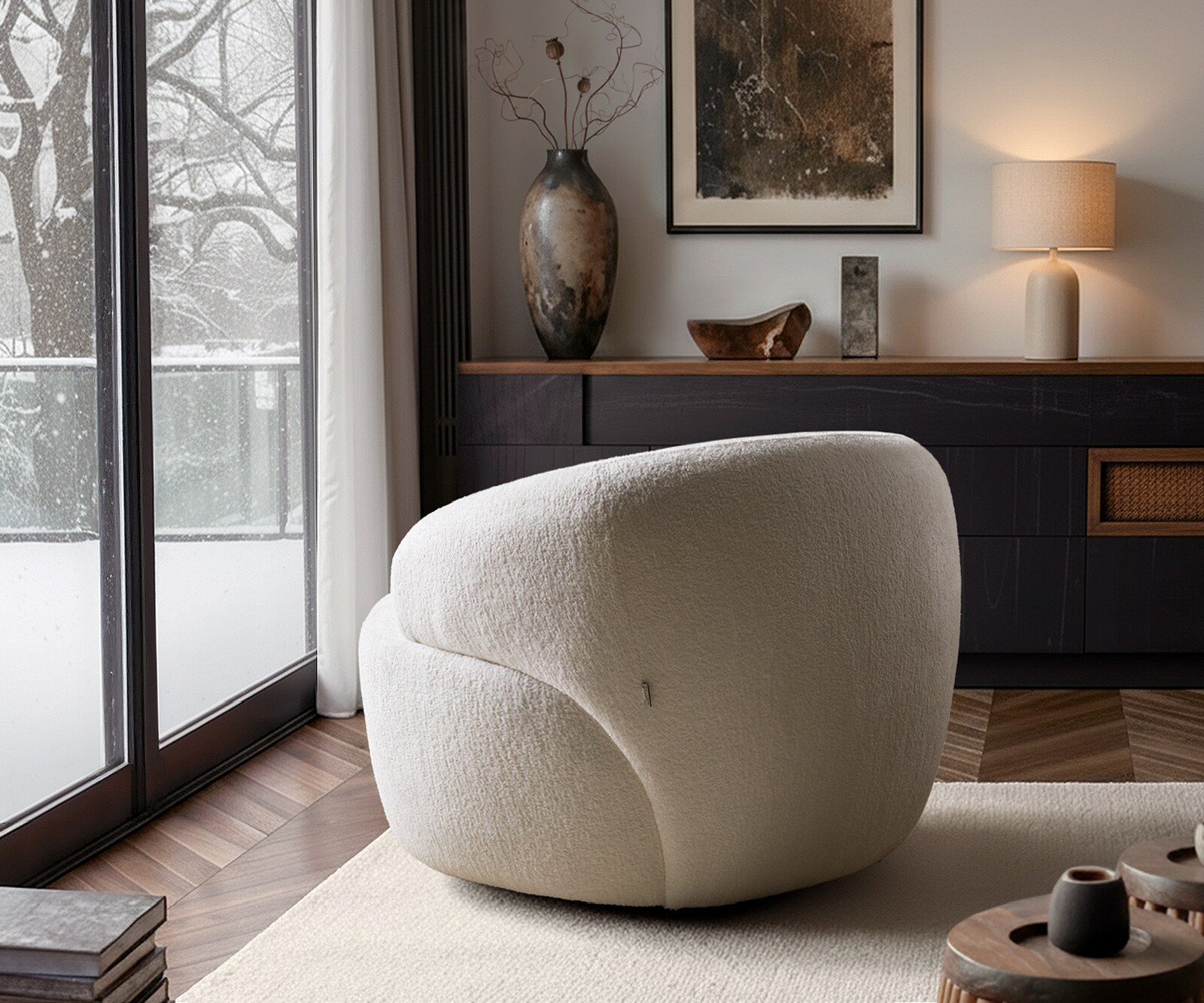 Fauteuil Nova 88x88 cm bouclé Soft Beige 6