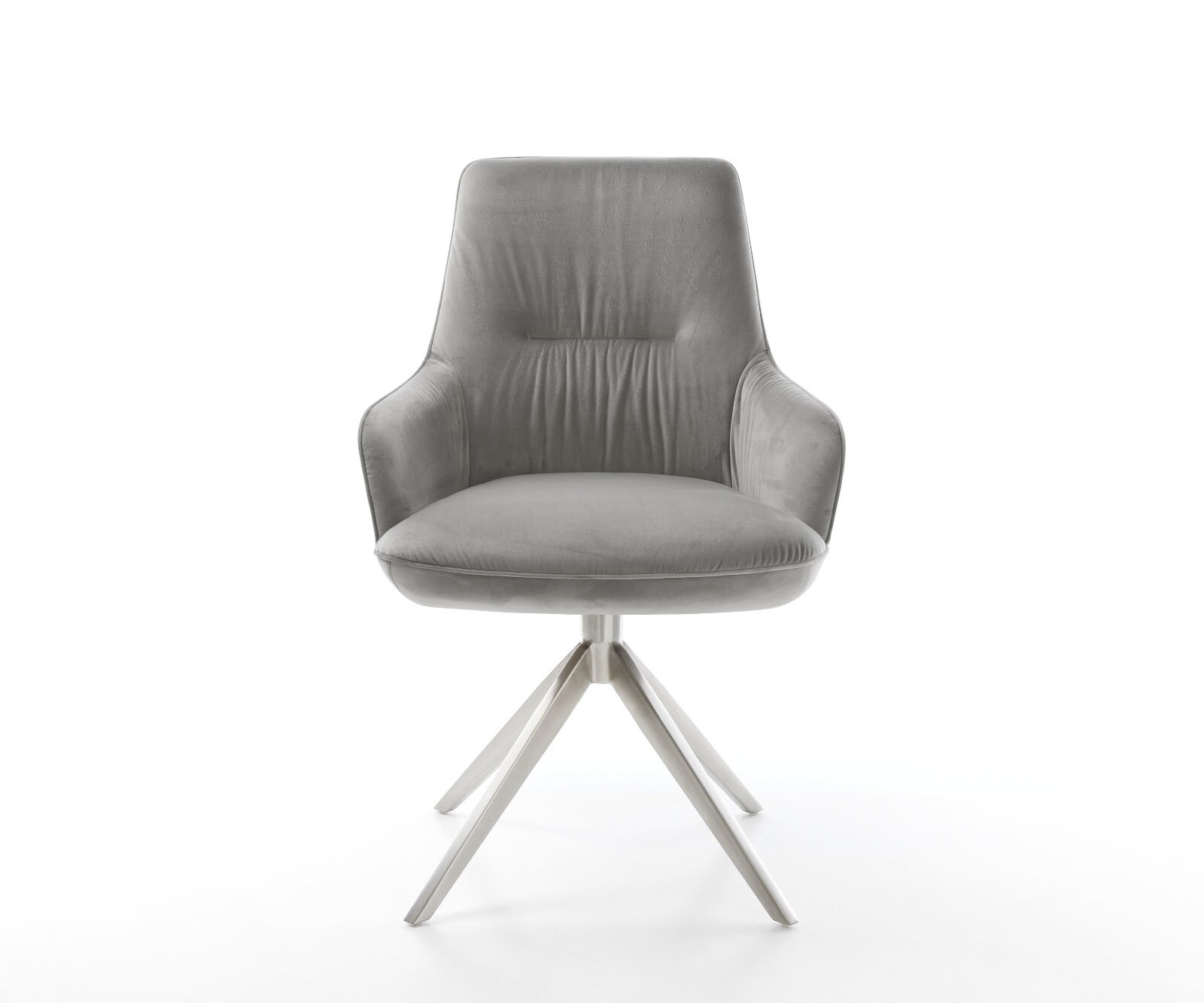 Draaistoel Zelia-Flex met armleuning fluweel grijs kruisframe breed roestvrij staal 360° draaibaar rocker-functie pocketveer kern 1 Draaistoel Zelia-Flex met armleuning fluweel grijs kruisframe breed roestvrij staal 360° draaibaar rocker-functie pocketveer kern 1