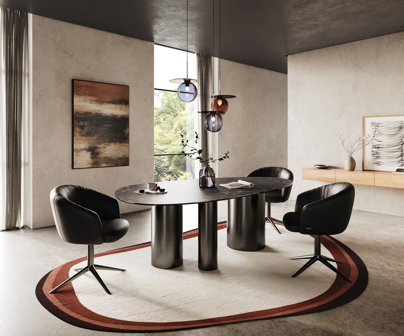 Eettafel Edge Oval 220x120 keramiek  Laminam® Nero Greco Anthrazit Troa RVS grafiet 5