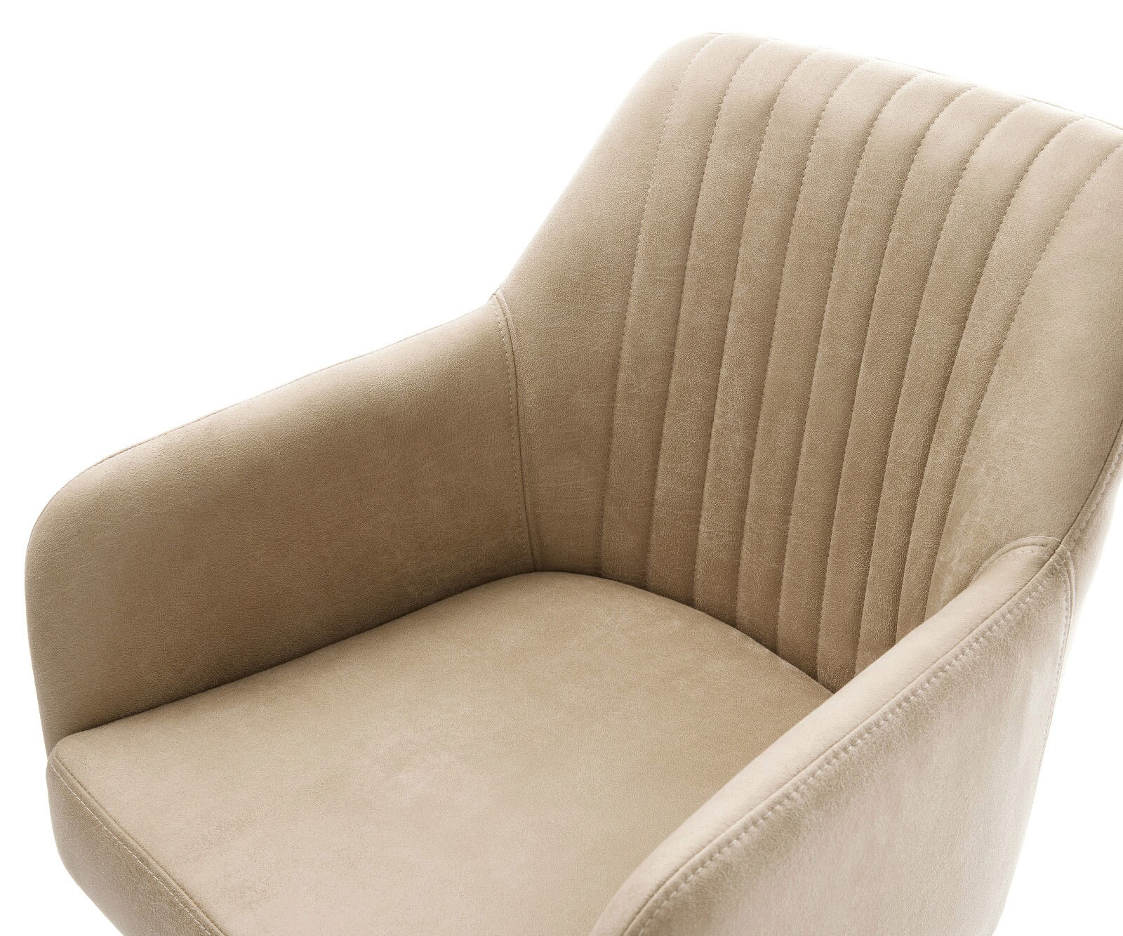 Draaistoel Greg-Flex microvelours beige vintage kruisframe breed zwart 360° draaibaar rocker-functie pocketveer kern 3