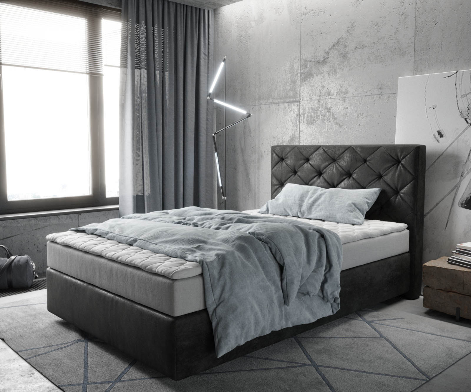 Boxspringbed Dream-Great 140x200 microvezel antraciet Vintage