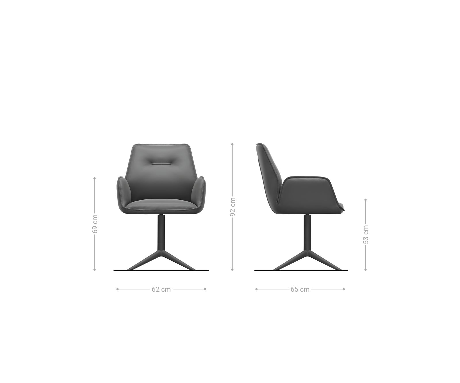 Draaistoel Zoa-Flex microvelours grijs antiek kruispoot grafiet 360° draaibaar rocker-functie pocketveer kern 6