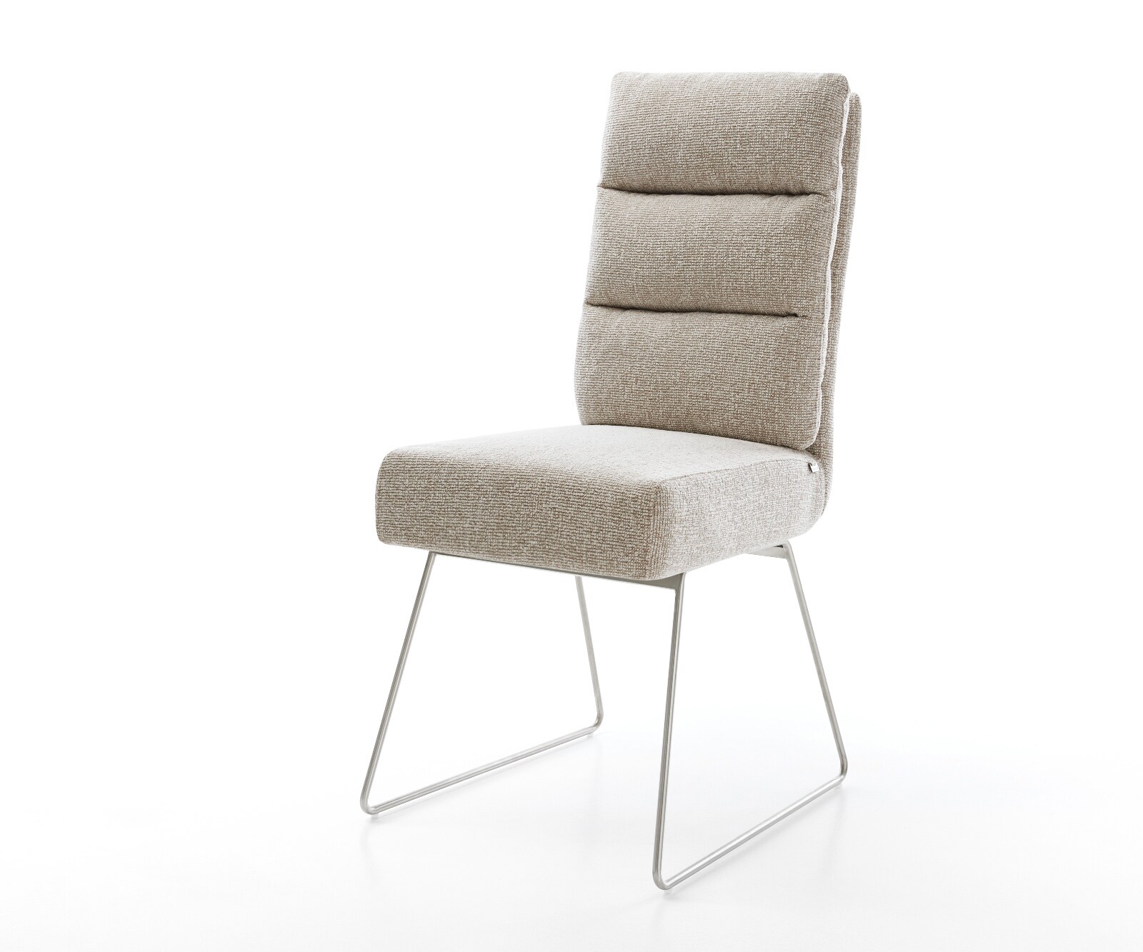 Eetkamerstoel Pela-Flex geweven stof beige slipframe roestvrij staal pocketveer kern 1