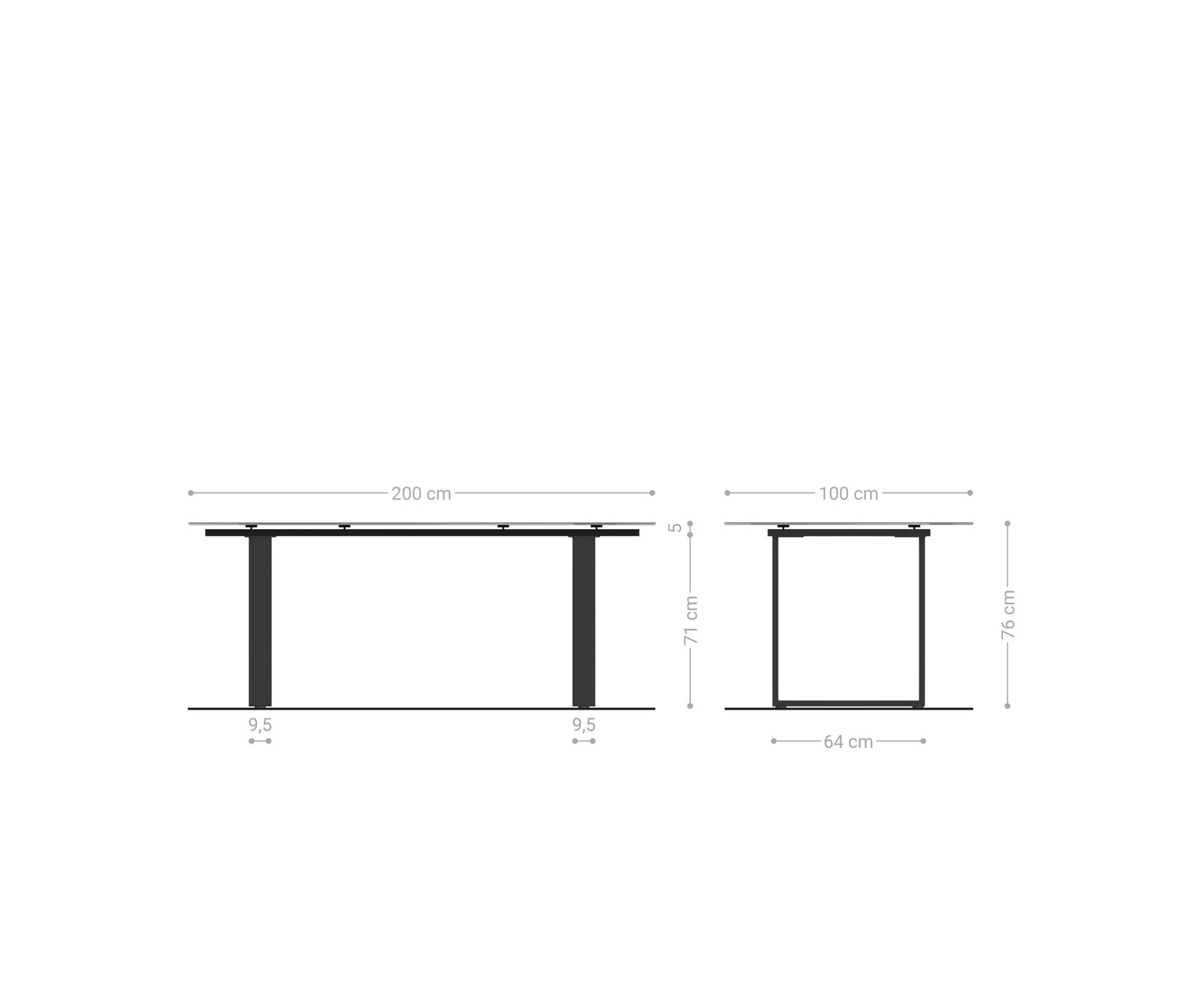 Eettafel Edge 200x100 keramiek  Laminam® Travertino Bianco Creme-wit RVS Schmal 8