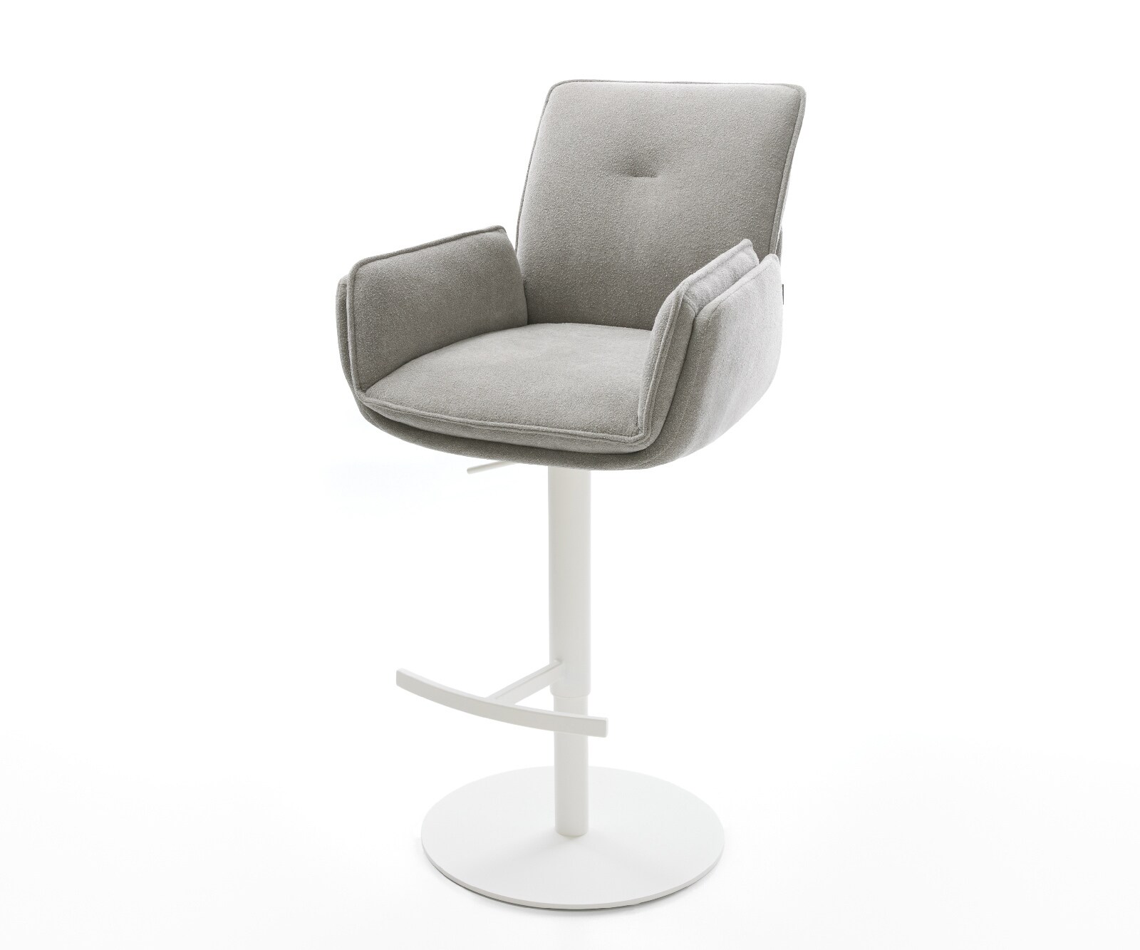 Barstoel Nela-Flex Zachte stof met structuur Grijs Draaivoet in hoogte verstelbaar wit Wit 1