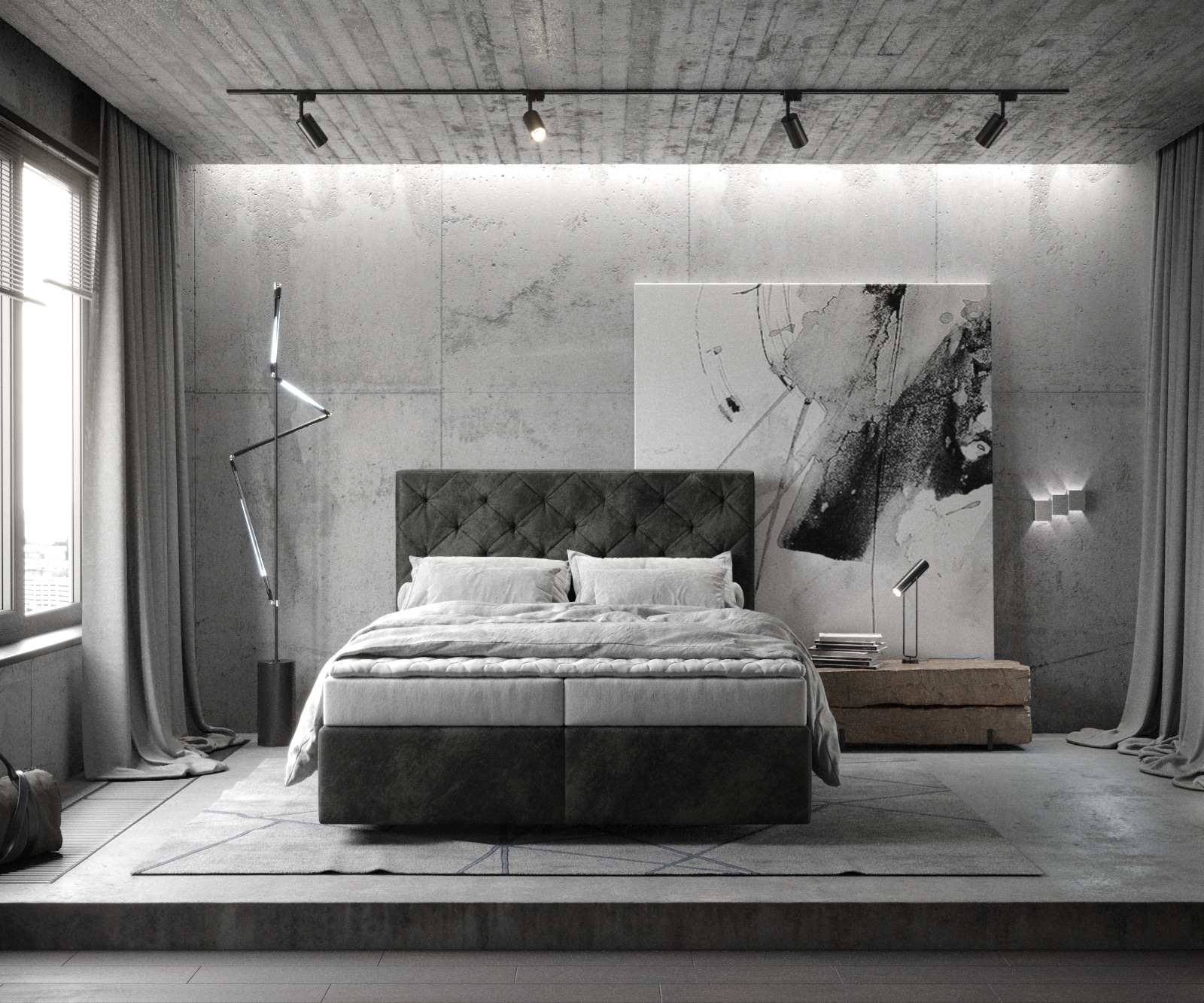 Boxspringbed Dream-Great 140x200 microvezel antraciet Vintage 1 Boxspringbed Dream-Great 140x200 microvezel antraciet Vintage 1