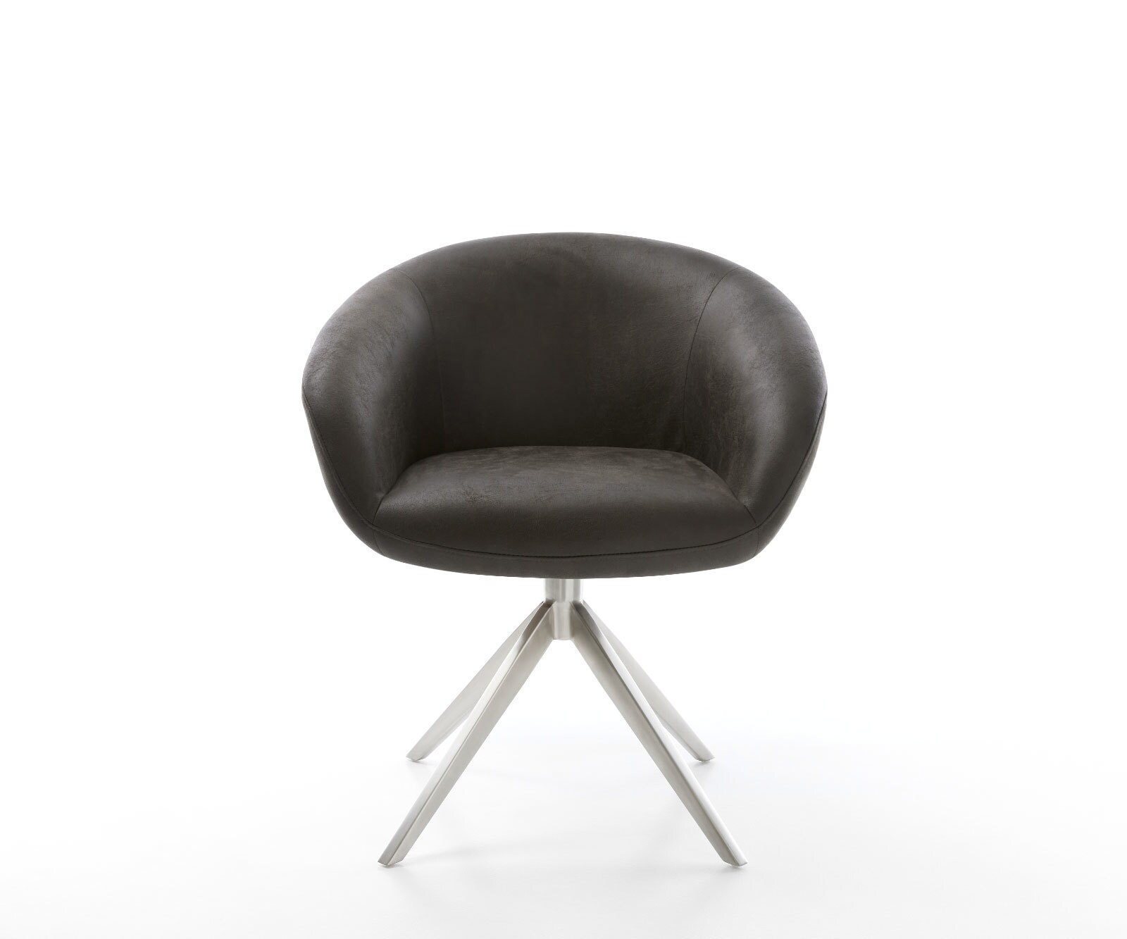Draaistoel Vinka-Flex met armleuning microvelours antraciet vintage kruisframe breed roestvrij staal 360° draaibaar rocker-functie pocketveer kern 1