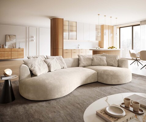 Grote bank Edina 330x170 cm Cord Beige