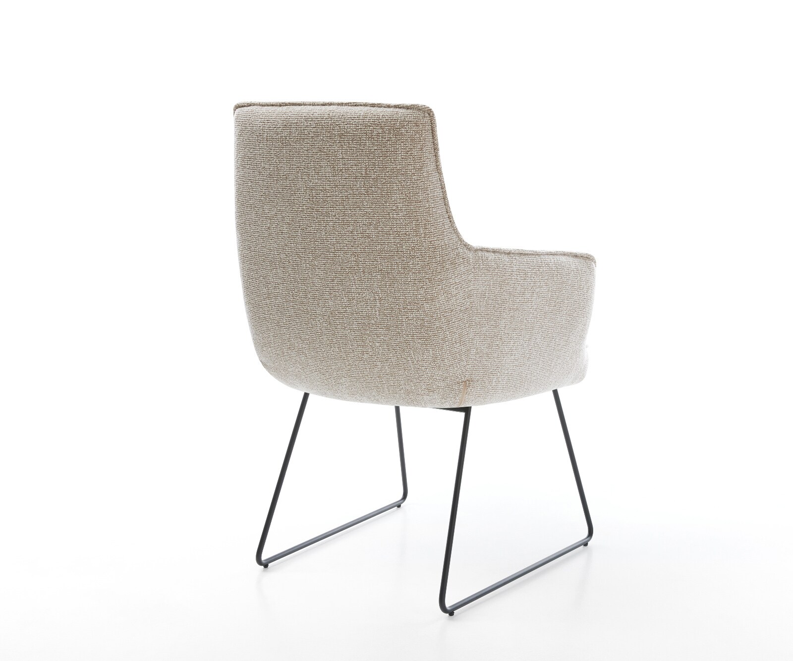 Eetkamerstoel Heira-Flex met armleuning geweven stof beige slipframe zwart pocketveer kern 4