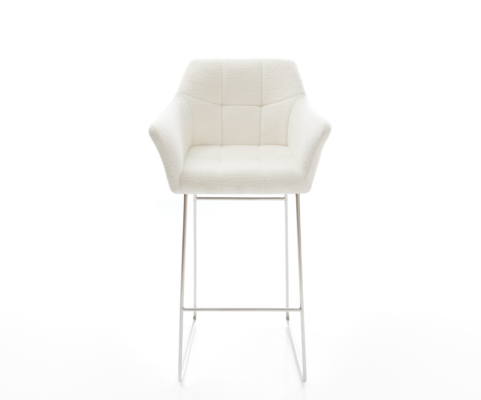 Barstoel Yulo-Flex Bouclé zacht Beige Sledeonderstel roestvrij staal Zilver 2